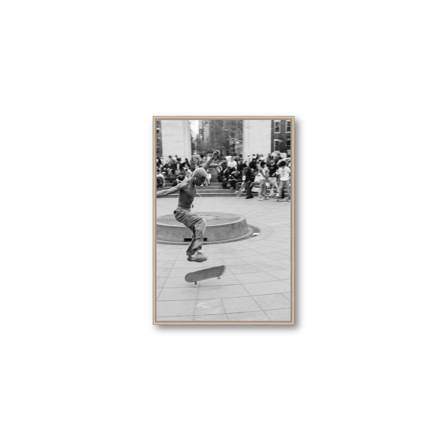 Airborne Rhythms New York NYC Black & White wall art Medium fine art canvas in natural oak float frame