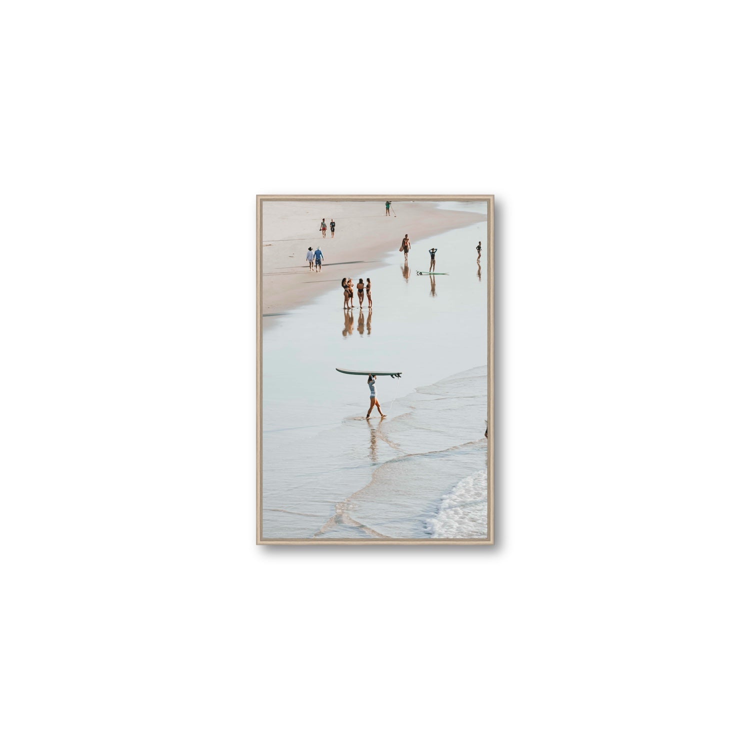 Bailey Byron Bay beach coastal decor wall art Medium fine art canvas in natural oak float frame