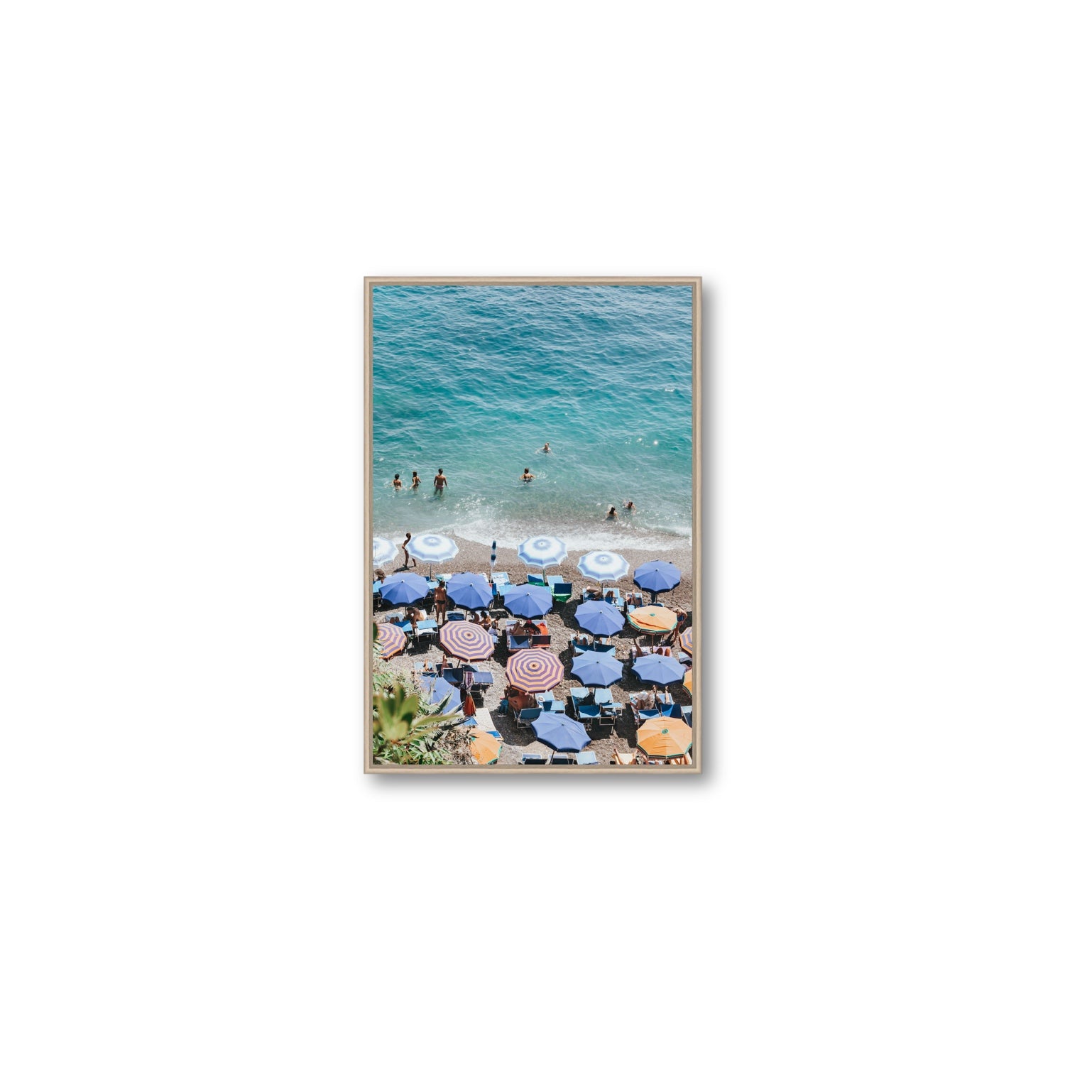 Paradise Beach fine art print, Positano, Italy, Medium, Natural Oak Float Frame, Fine Art Canvas