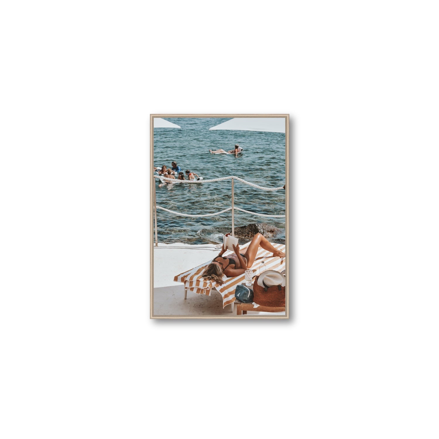 Cloud Nine Tuscany Italian decor wall art Medium fine art canvas in natural oak float frame