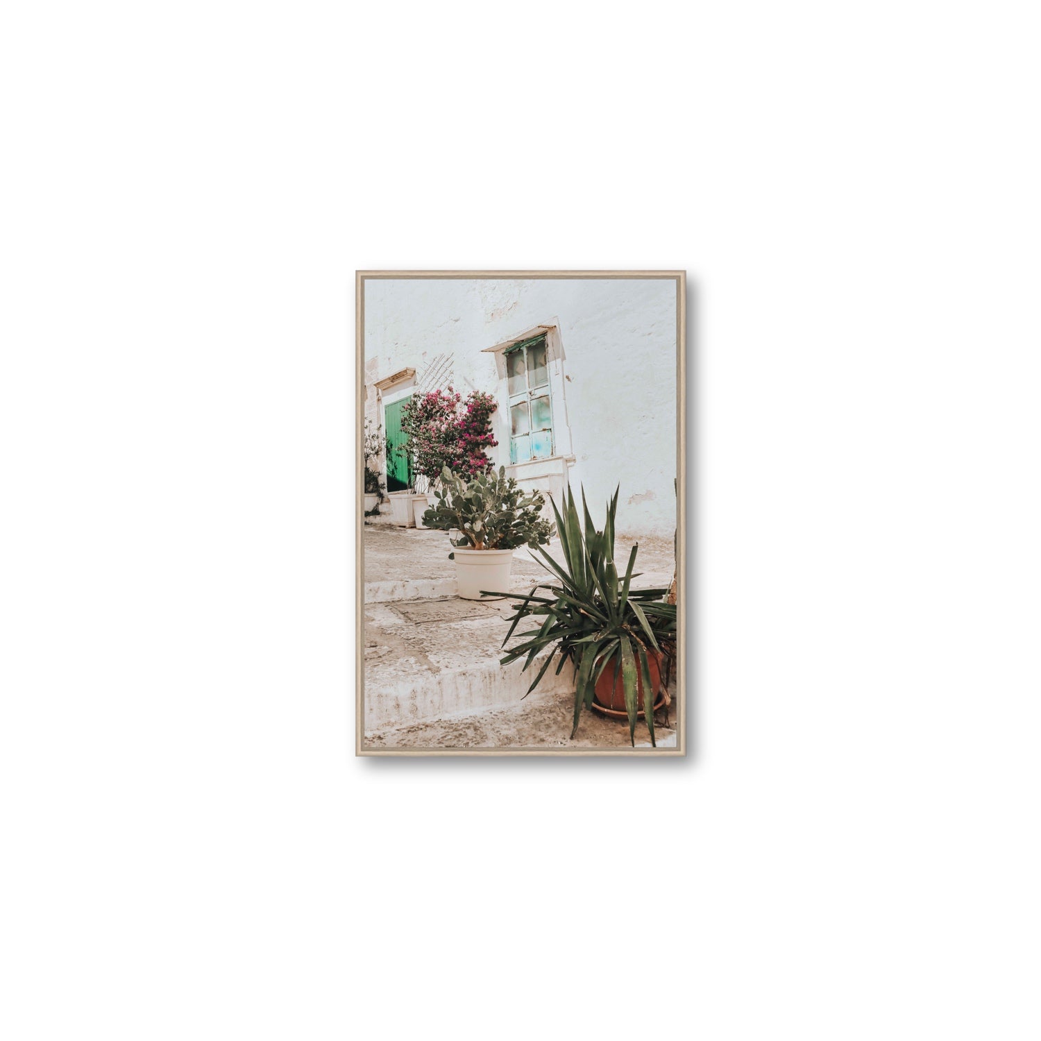 Giardino Segreto Puglia Ostuni wall art Medium fine art canvas in natural oak float frame