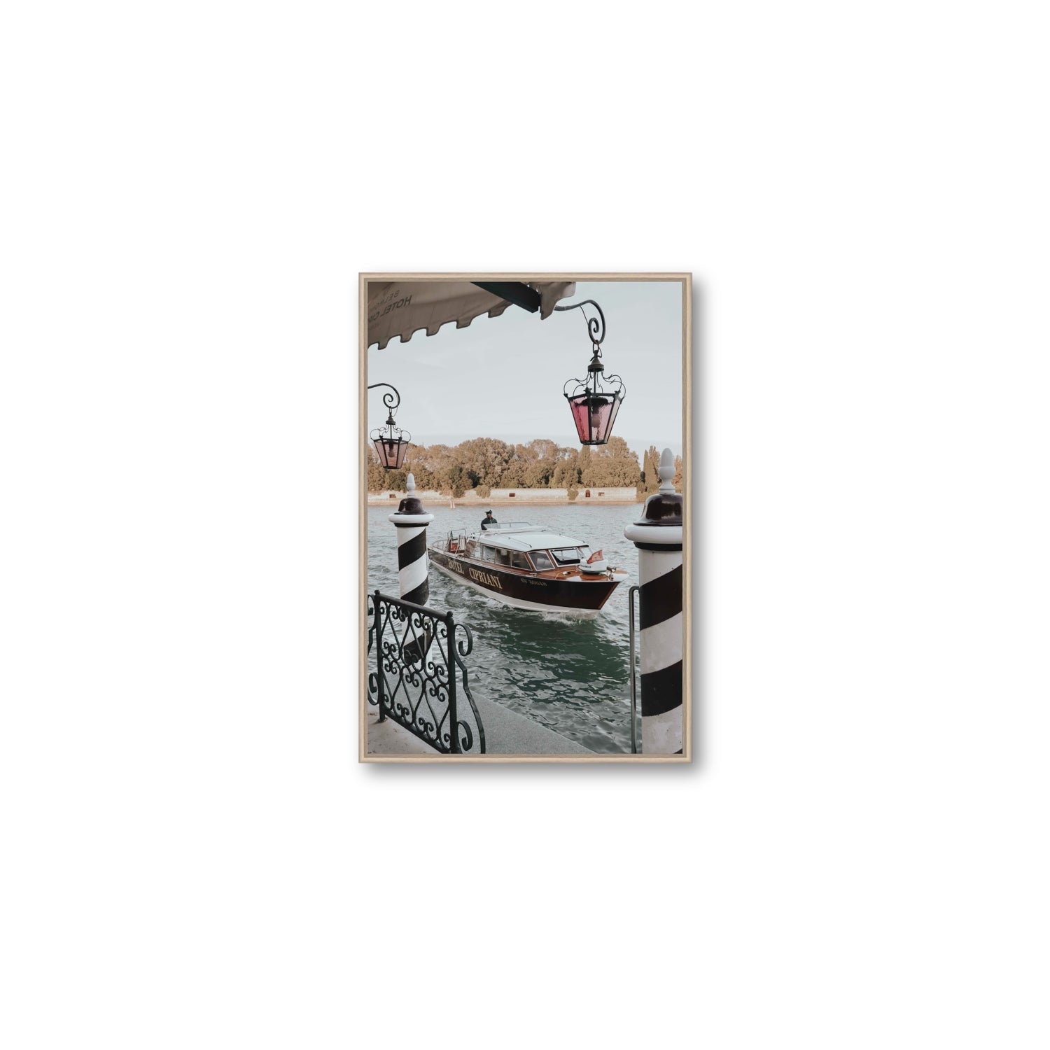 Taxi Shuttle Venice wall art Medium fine art canvas in natural oak float frame