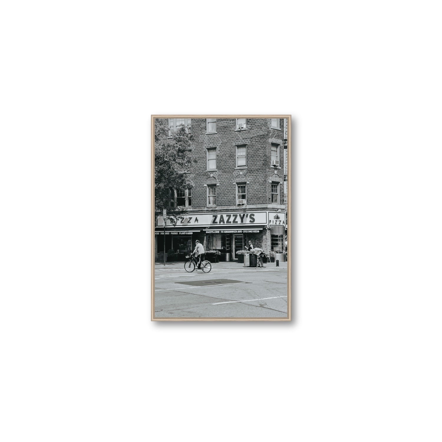 Zazzy's New York NYC Black & White wall art Medium fine art canvas in natural oak float frame