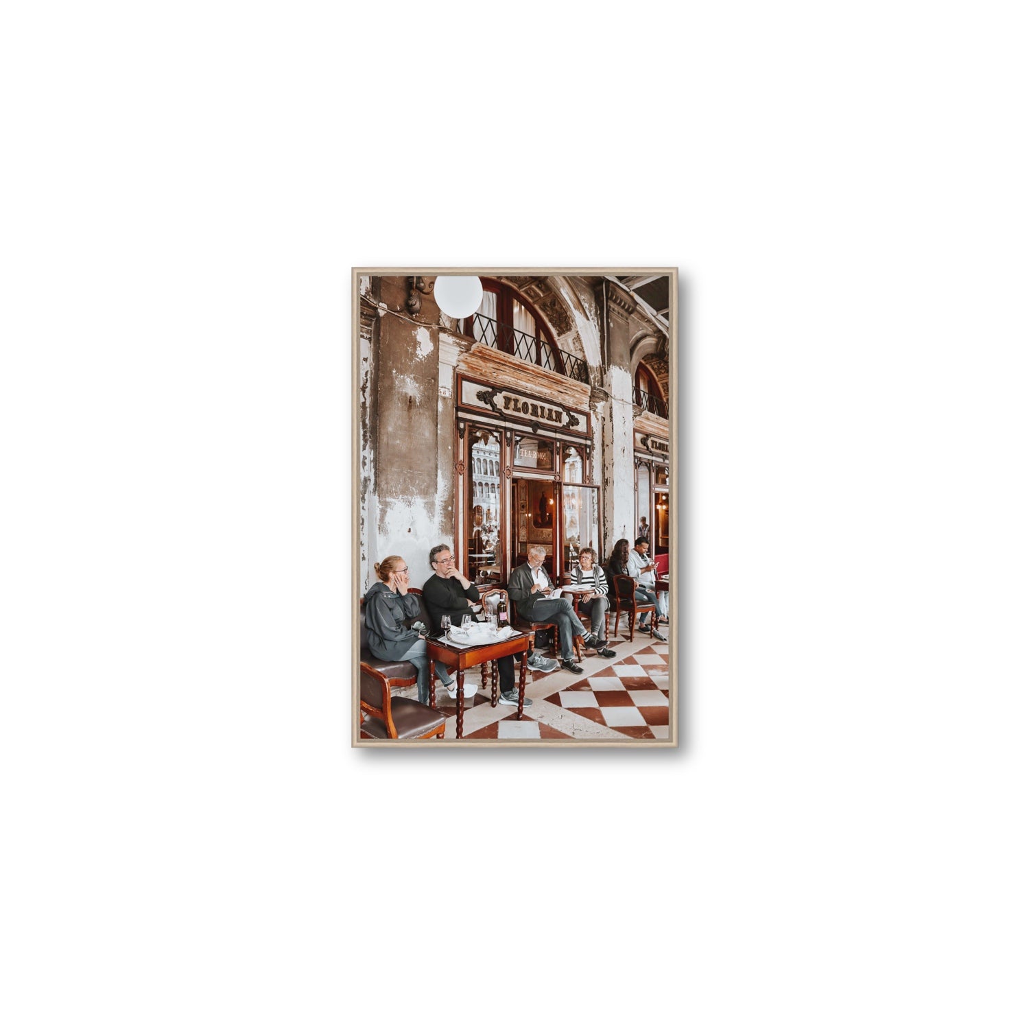 Tea Room Venice Italian wall art Medium fine art canvas in natural oak float frame