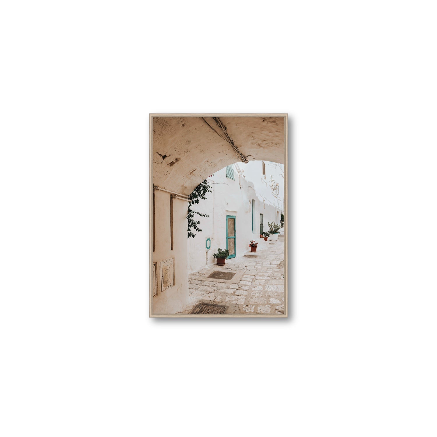 La Citta Bianca Puglia La Città Bianca wall art Medium fine art canvas in natural oak float frame