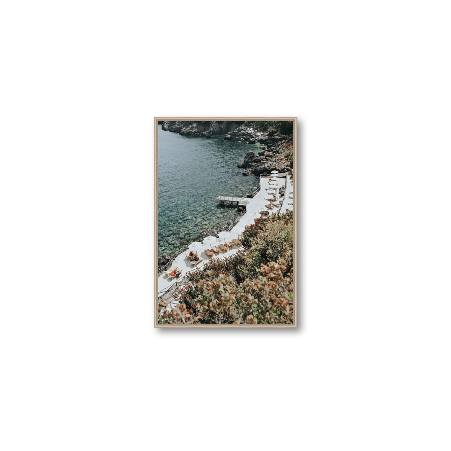 Go Beyond The Postcard Tuscany coastal wall art Medium fine art canvas in natural oak float frame