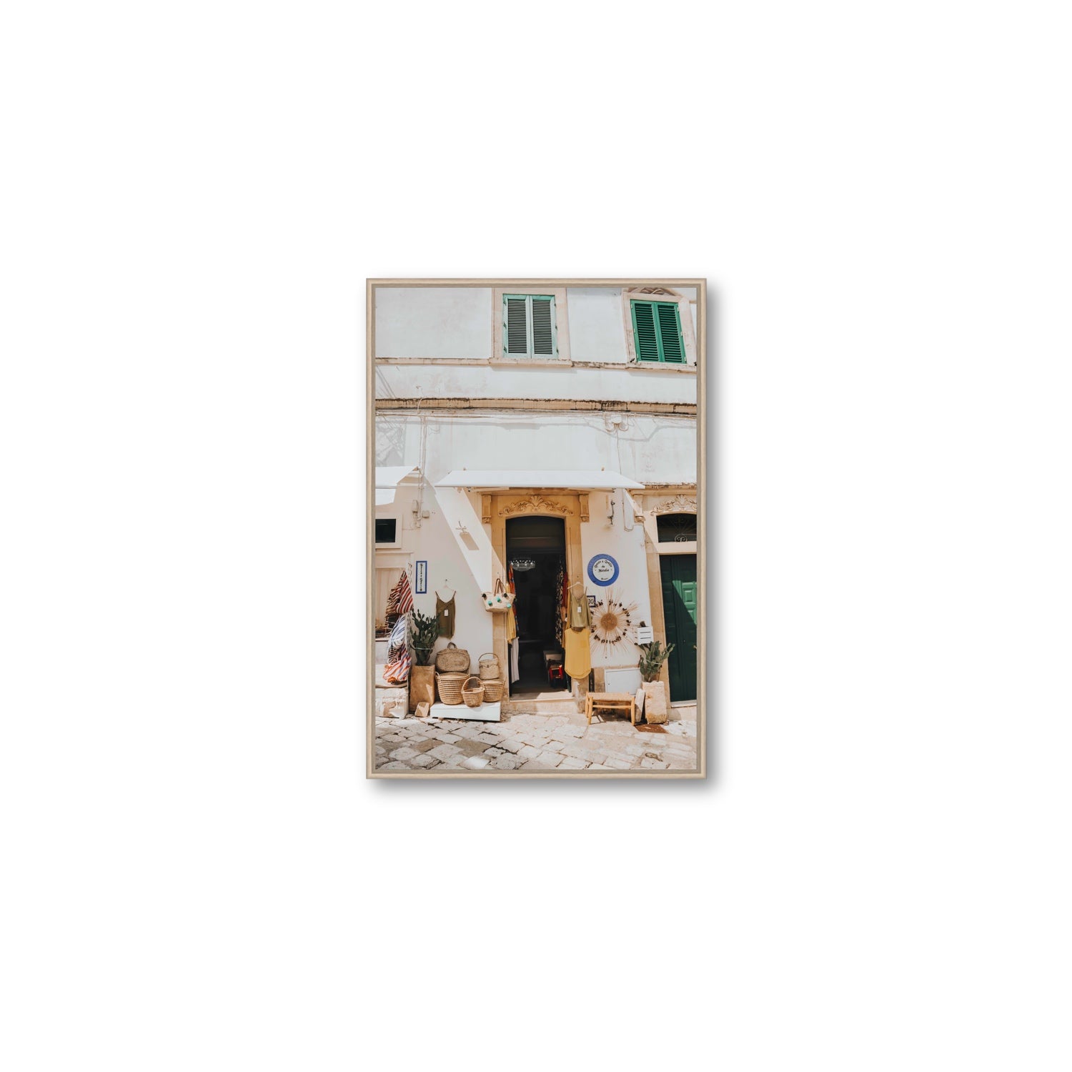 Artisan Ambience Puglia Italian wall art Medium fine art canvas in natural oak float frame