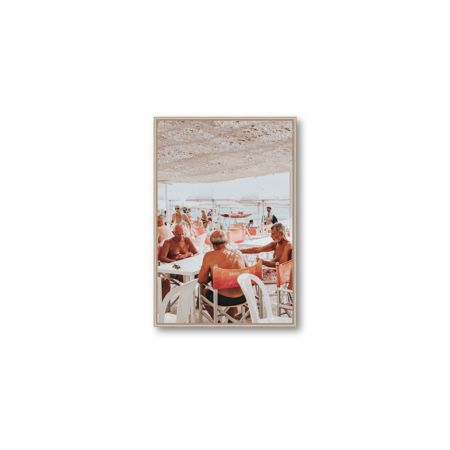 The Players fine art print, Alassio, Italy, Medium, Natural Oak Float Frame, Fine Art Canvas