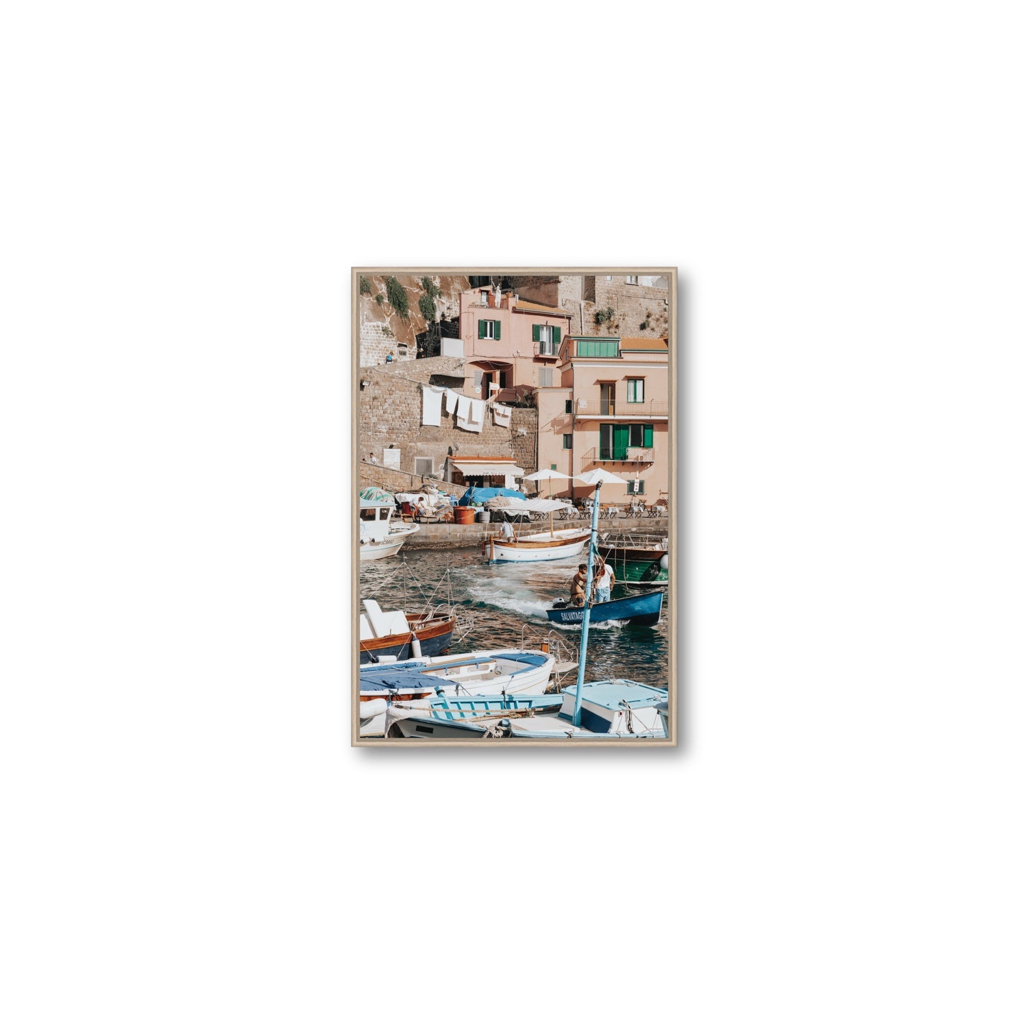 Coastal Carousel fine art print, Sorrento, Italy, Medium, Natural Oak Float Frame, Fine Art Canvas