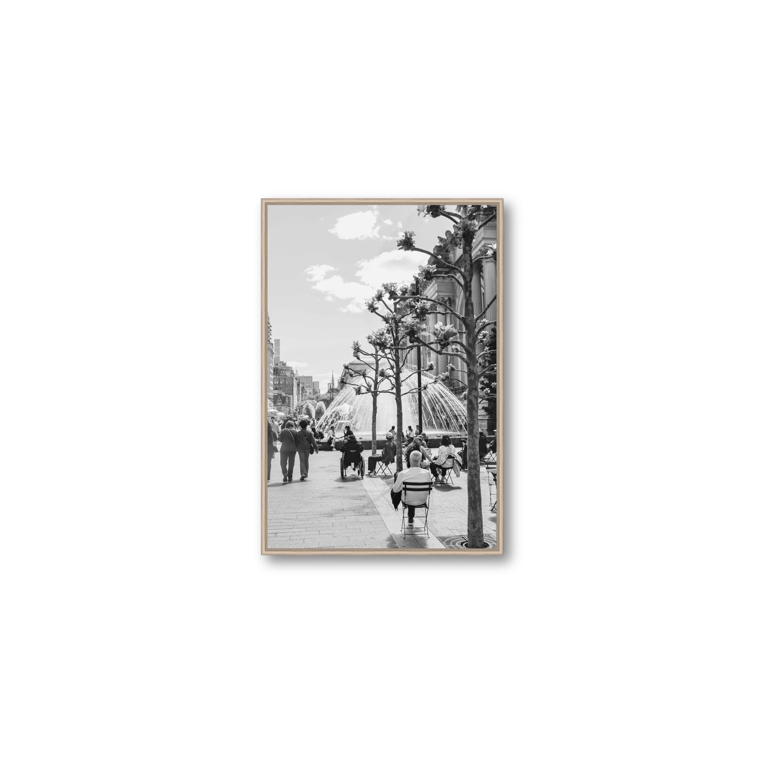 Luminary Noir New York NYC Black & White wall art Medium fine art canvas in natural oak float frame