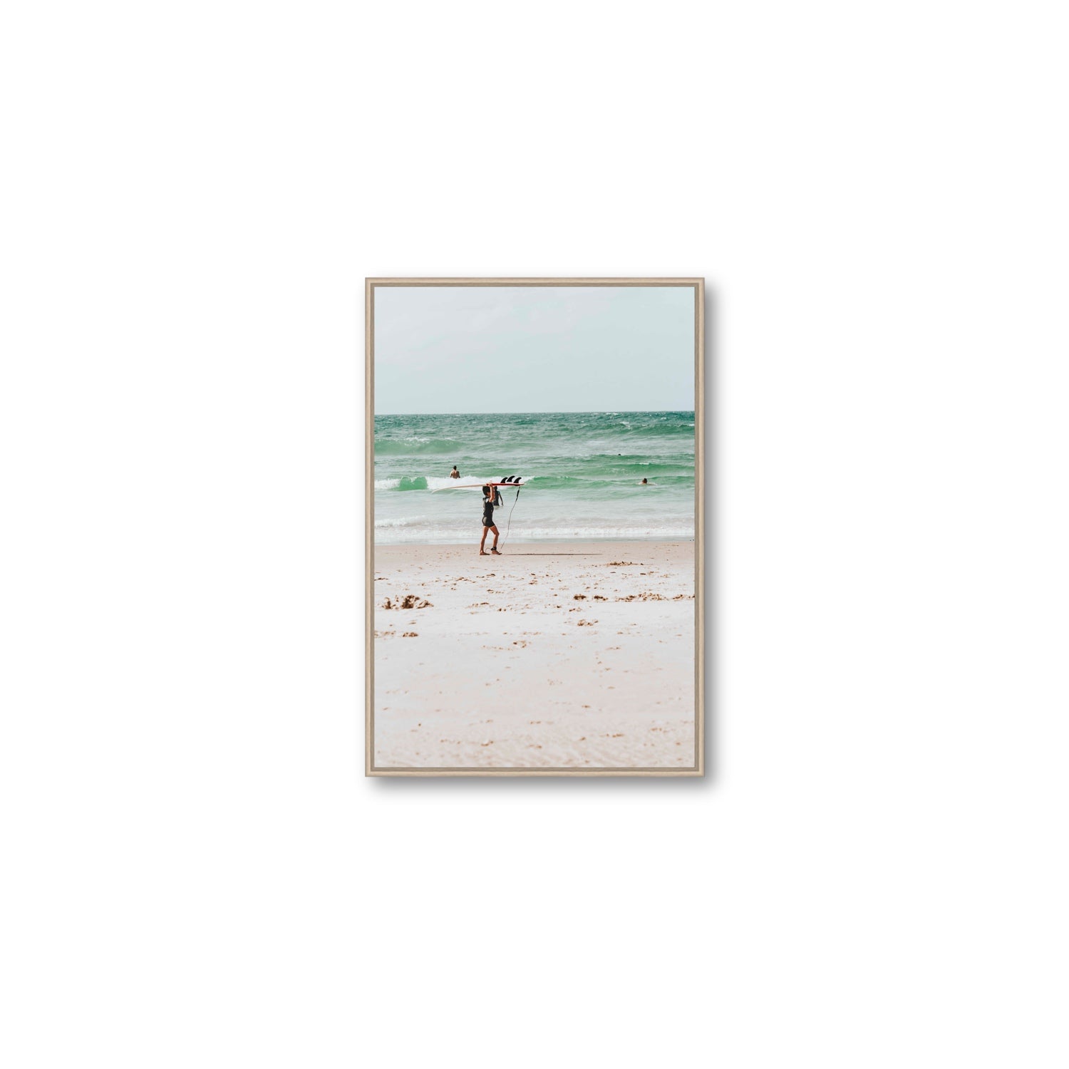 Grommet Byron Bay Surf coastal wall art Medium fine art canvas in natural oak float frame