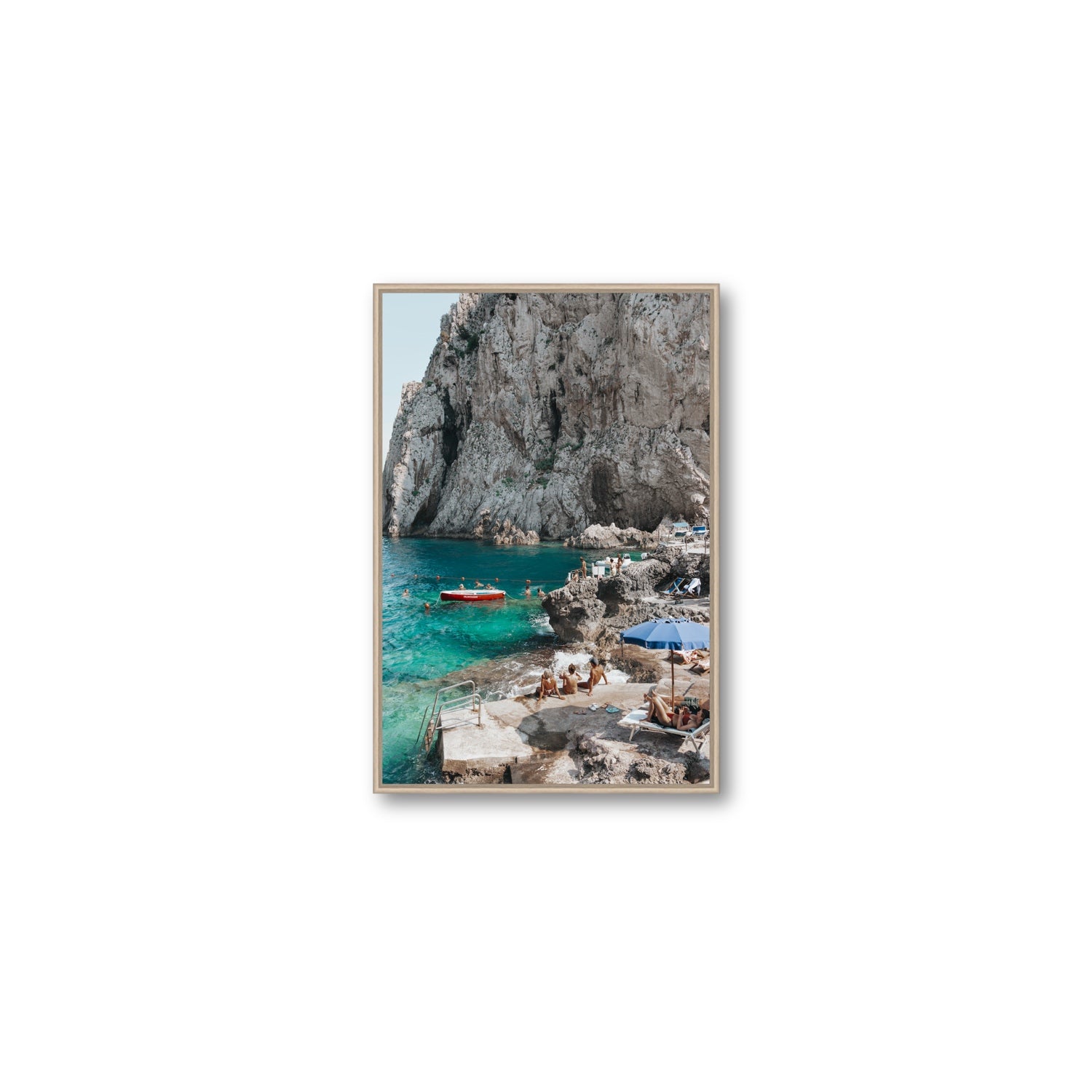 Tranquility fine art print, Capri, Italy, Medium, Natural Oak Float Frame, Fine Art Canvas