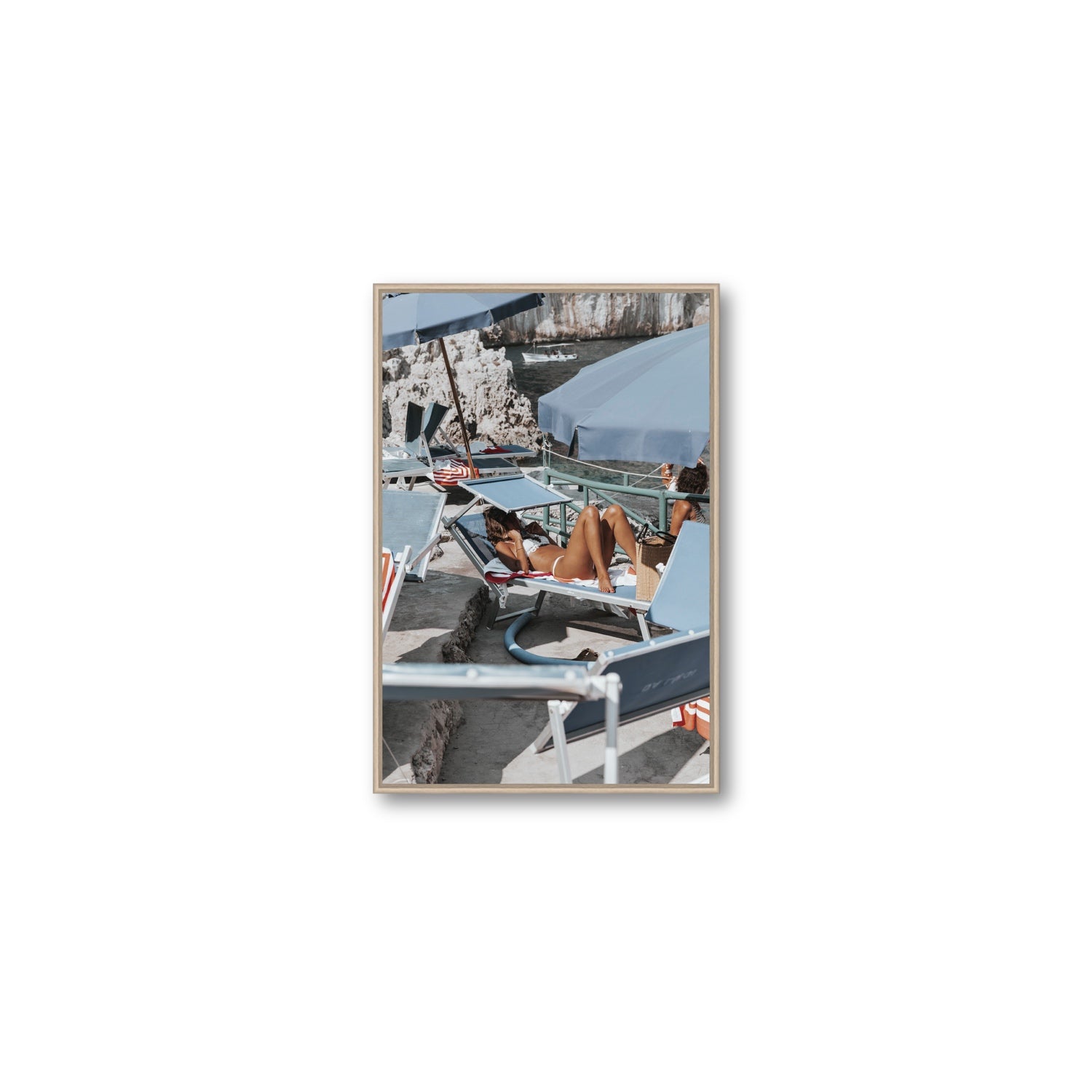 Beach Babe fine art print, Capri, Italy, Medium, Natural Oak Float Frame, Fine Art Canvas