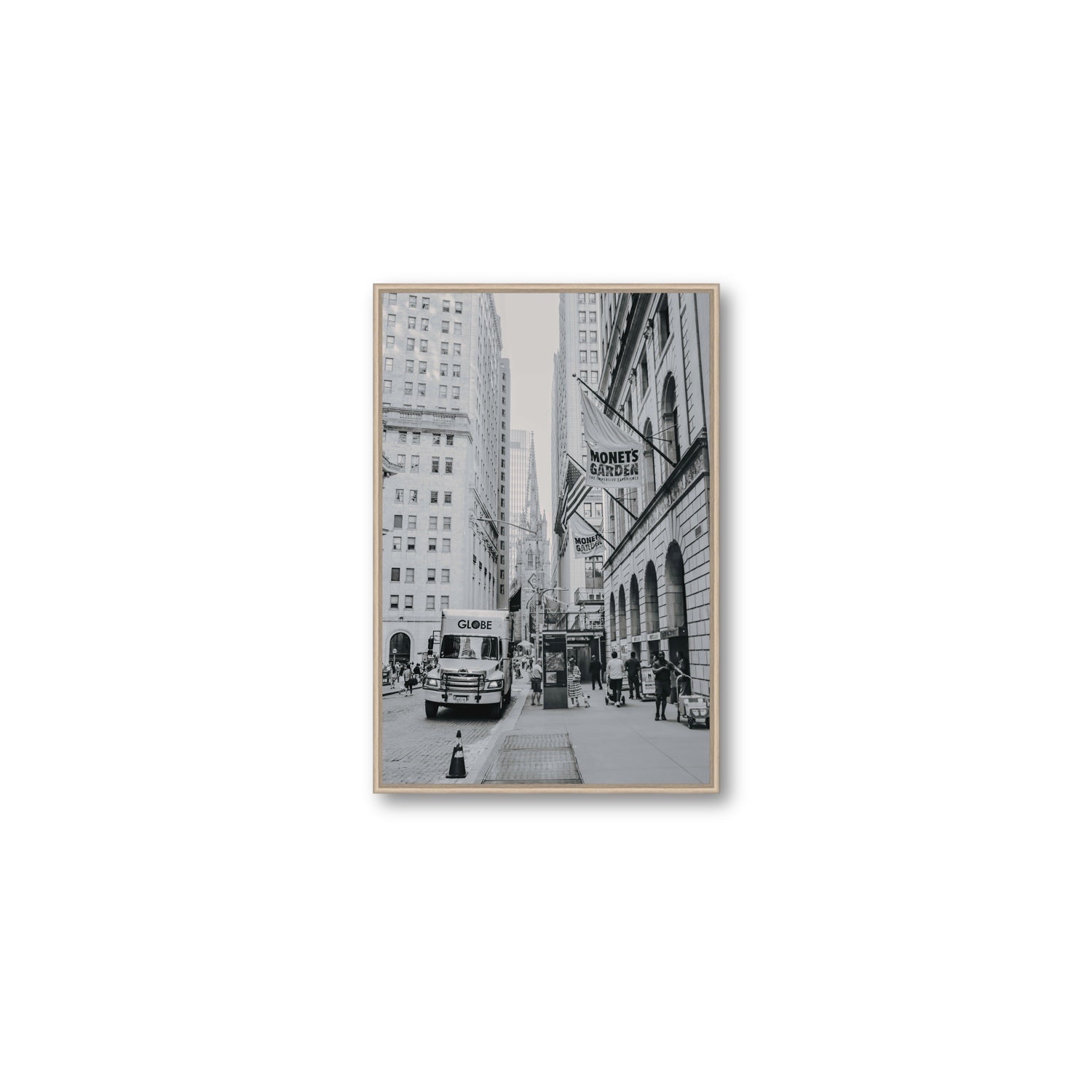 Metropolitan Monotone New York NYC Black & White wall art Medium fine art canvas in natural oak float frame