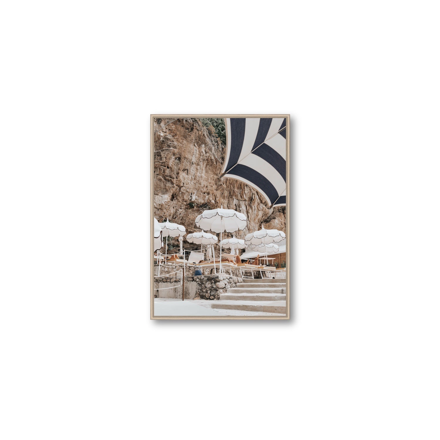 Rocky Refuge fine art print, Positano, Italy, Medium, Natural Oak Float Frame, Fine Art Canvas