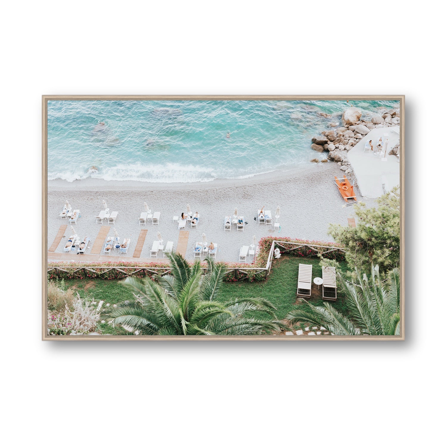 Elysian fine art print, Amalfi, Italy, Statement, Natural Oak Float Frame, Fine Art Canvas