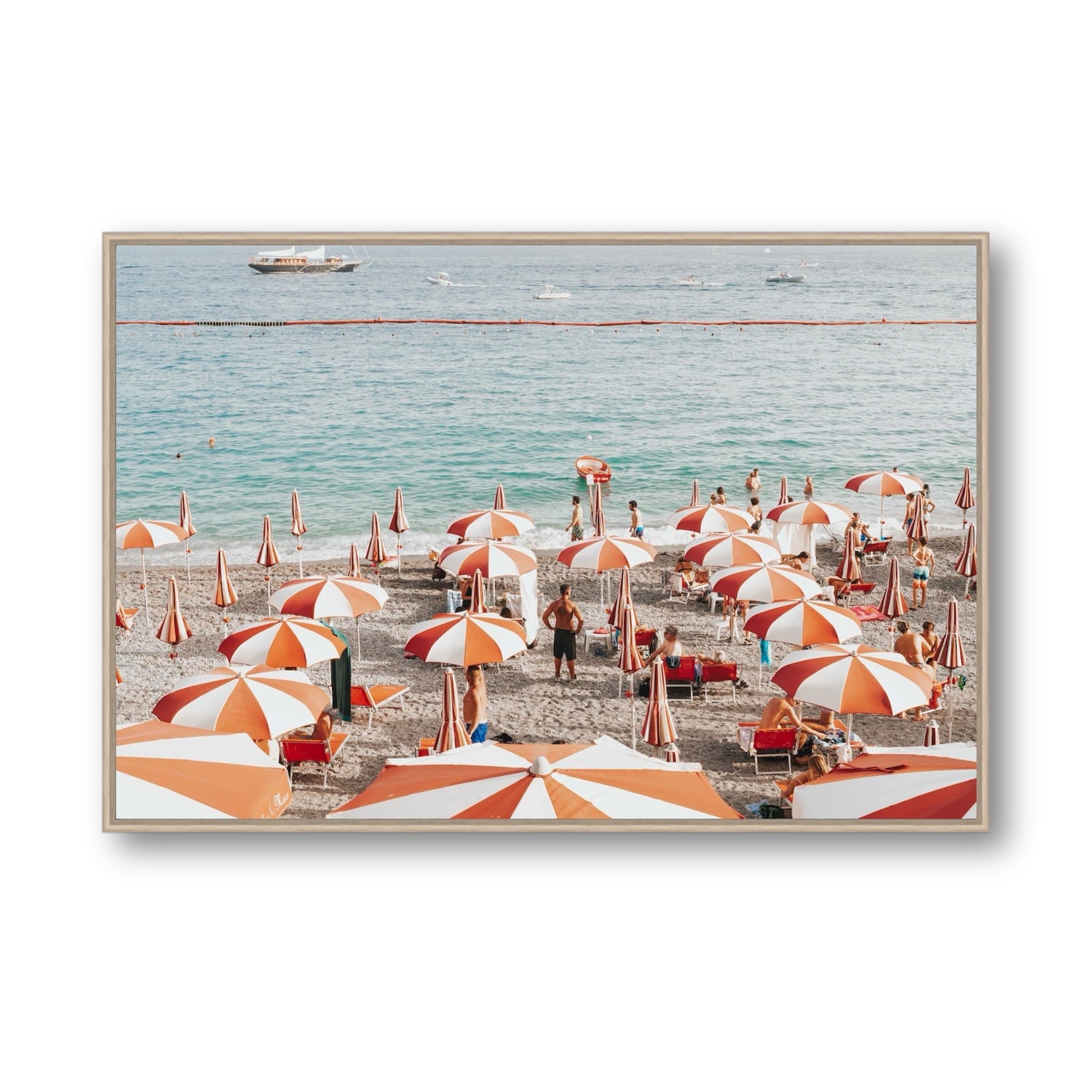 That's Amore Amalfi Mediterranean wall art Statement fine art canvas in natural oak float frame