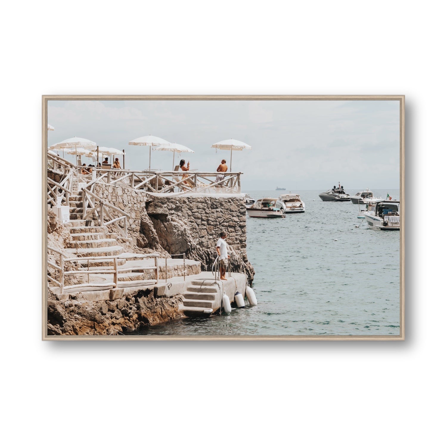 Conca Del Sogno fine art print, Nerano, Italy, Statement, Natural Oak Float Frame, Fine Art Canvas
