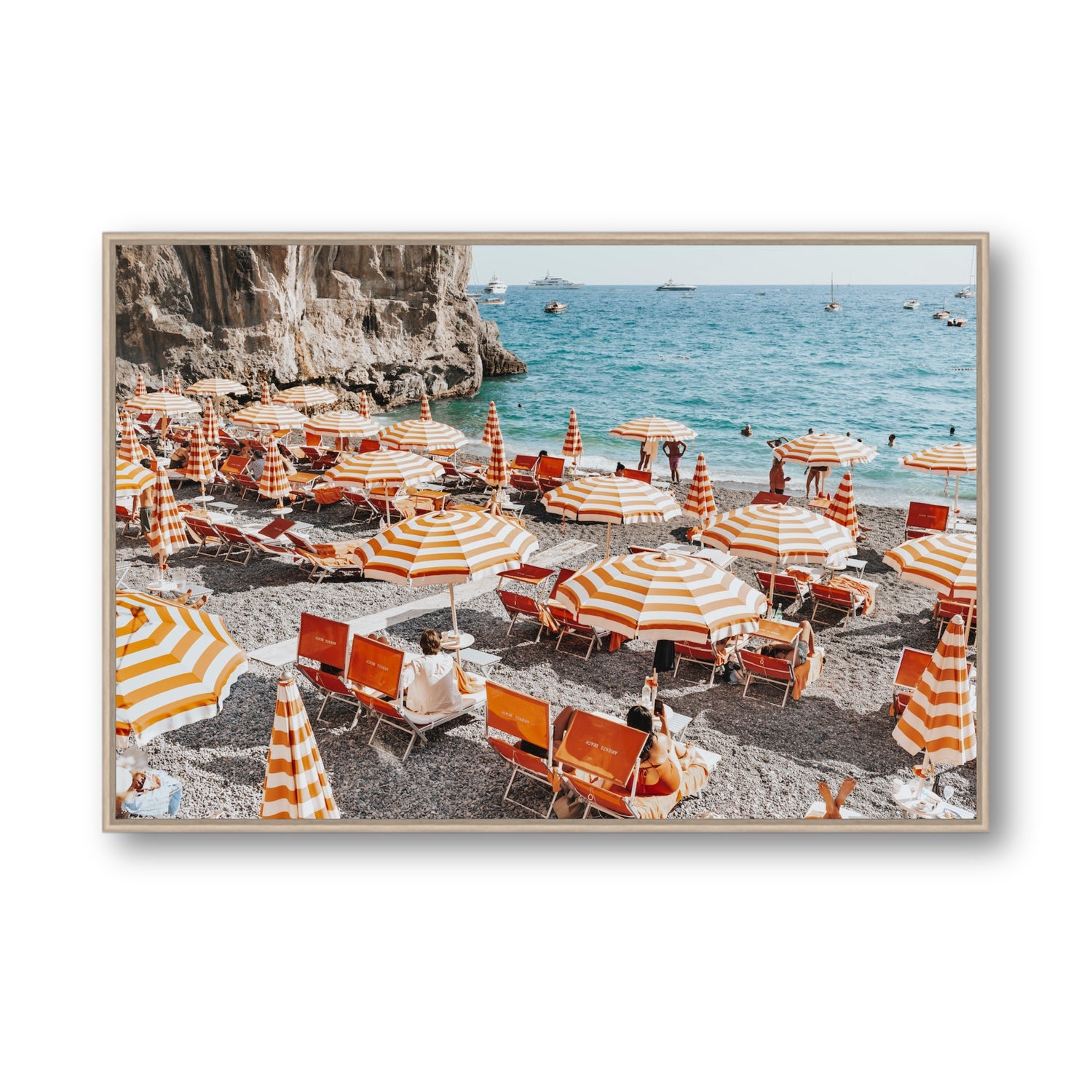 Mango Sorbet fine art print, Positano, Italy, Statement, Natural Oak Float Frame, Fine Art Canvas