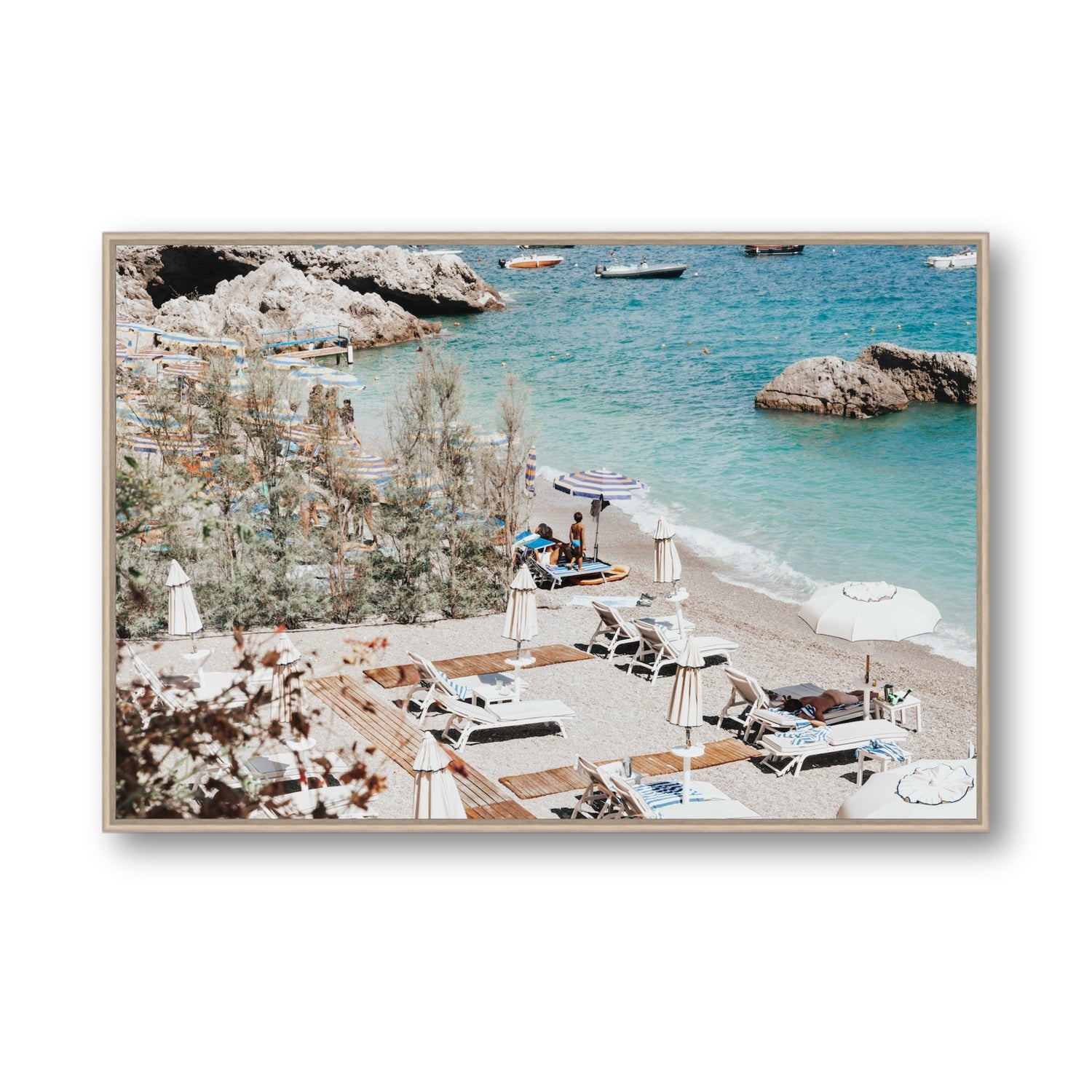 Life Could Be A Dream Amalfi wall art Statement fine art canvas in natural oak float frame