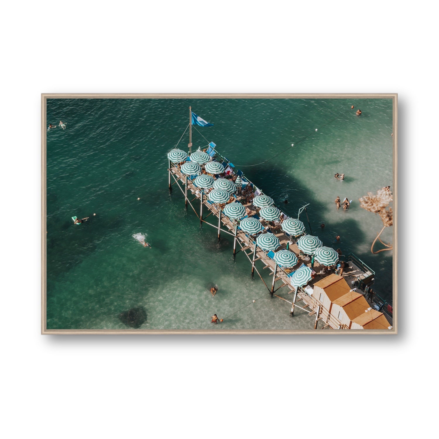 Sorrento Shangri La Sorrento coastal Italian wall art Statement fine art canvas in natural oak float frame