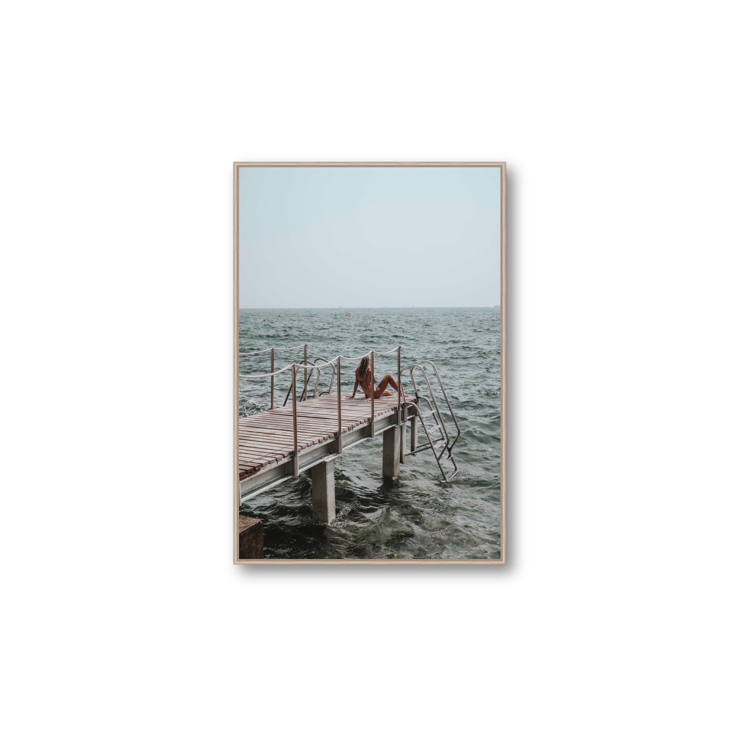 The Dock's Whisper fine art print, Tuscany, Italy, Large, Natural Oak Float Frame, Fine Art Canvas