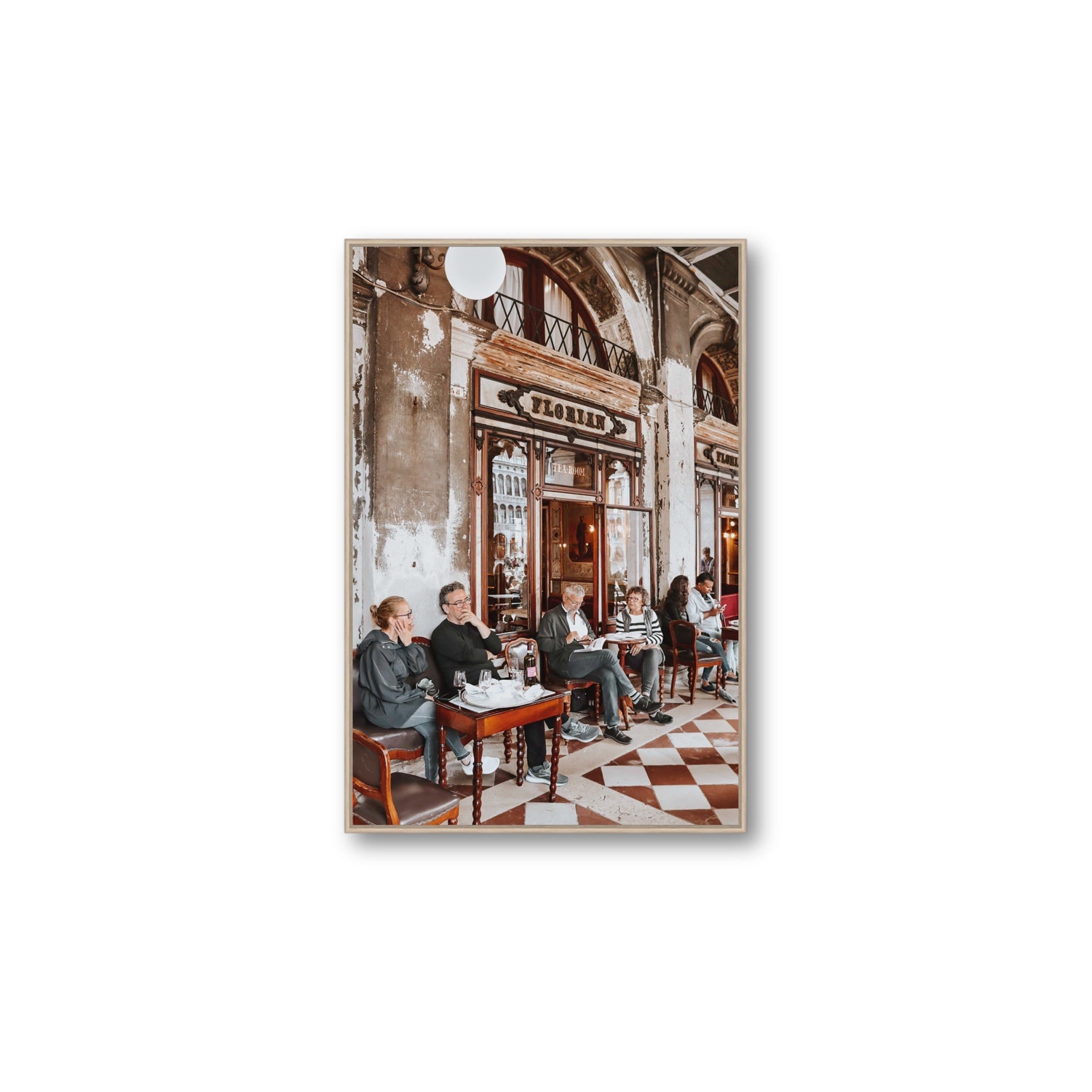 Tea Room Venice Italian wall art Large fine art canvas in natural oak float frame
