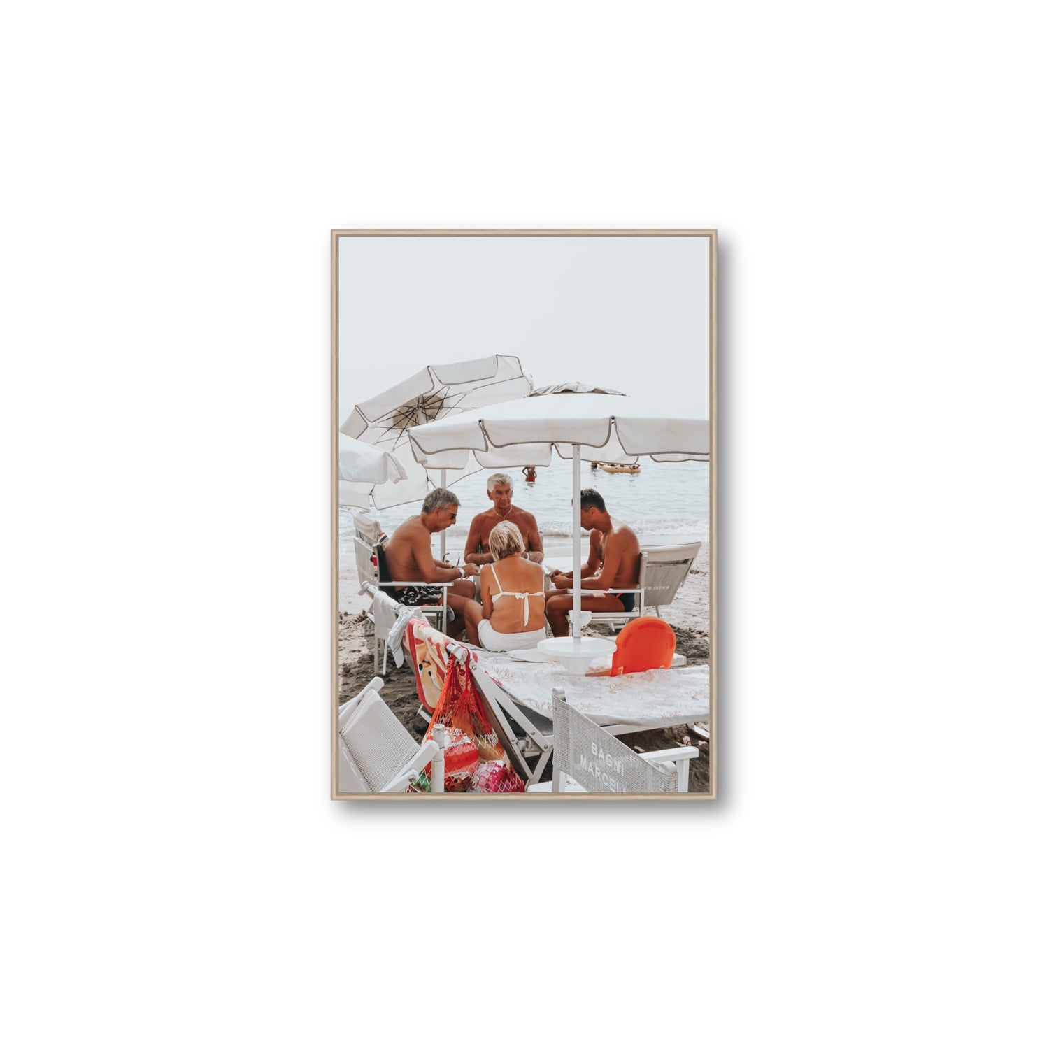 Luck Of The Draw fine art print, Alassio, Italy, Large, Natural Oak Float Frame, Fine Art Canvas