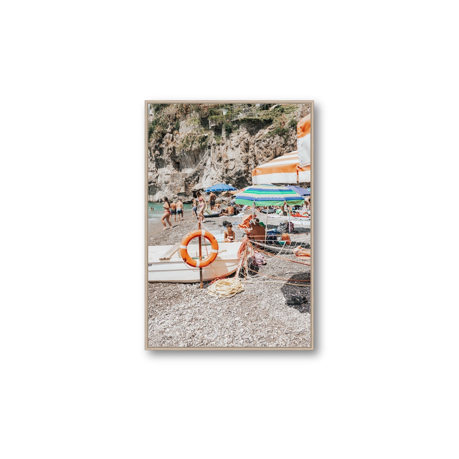 Il Ragazzo fine art print, Positano, Italy, Large, Natural Oak Float Frame, Fine Art Canvas