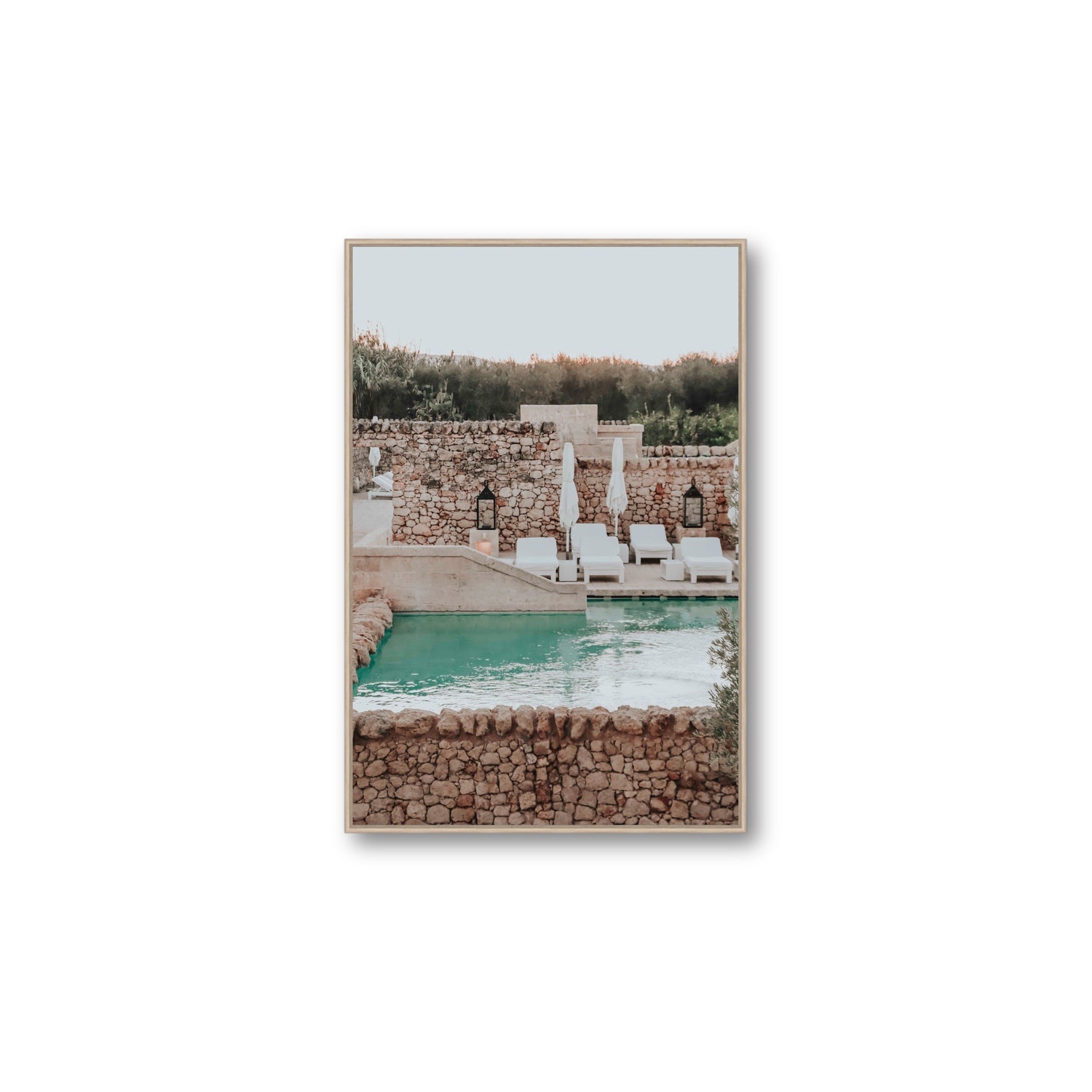 Stone Refuge fine art print, Puglia, Italy, Large, Natural Oak Float Frame, Fine Art Canvas