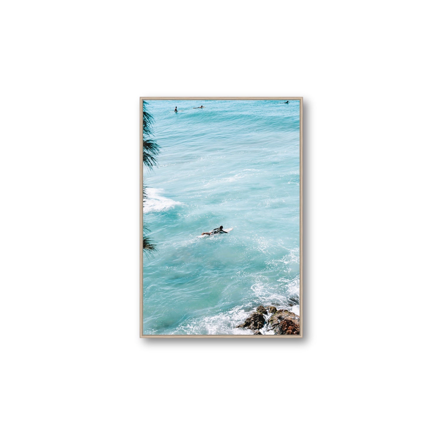 Blue Crush fine art print, Byron Bay, Australia, Large, Natural Oak Float Frame, Fine Art Canvas