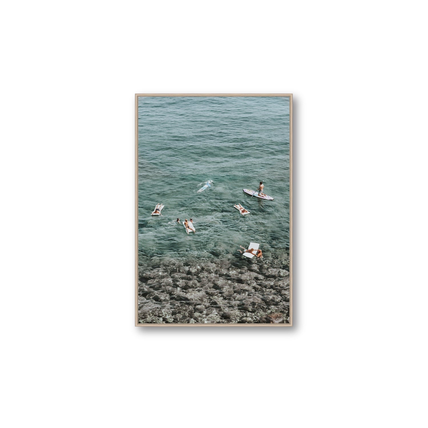 The Big Chill Tuscany coastal Italian wall art Large fine art canvas in natural oak float frame