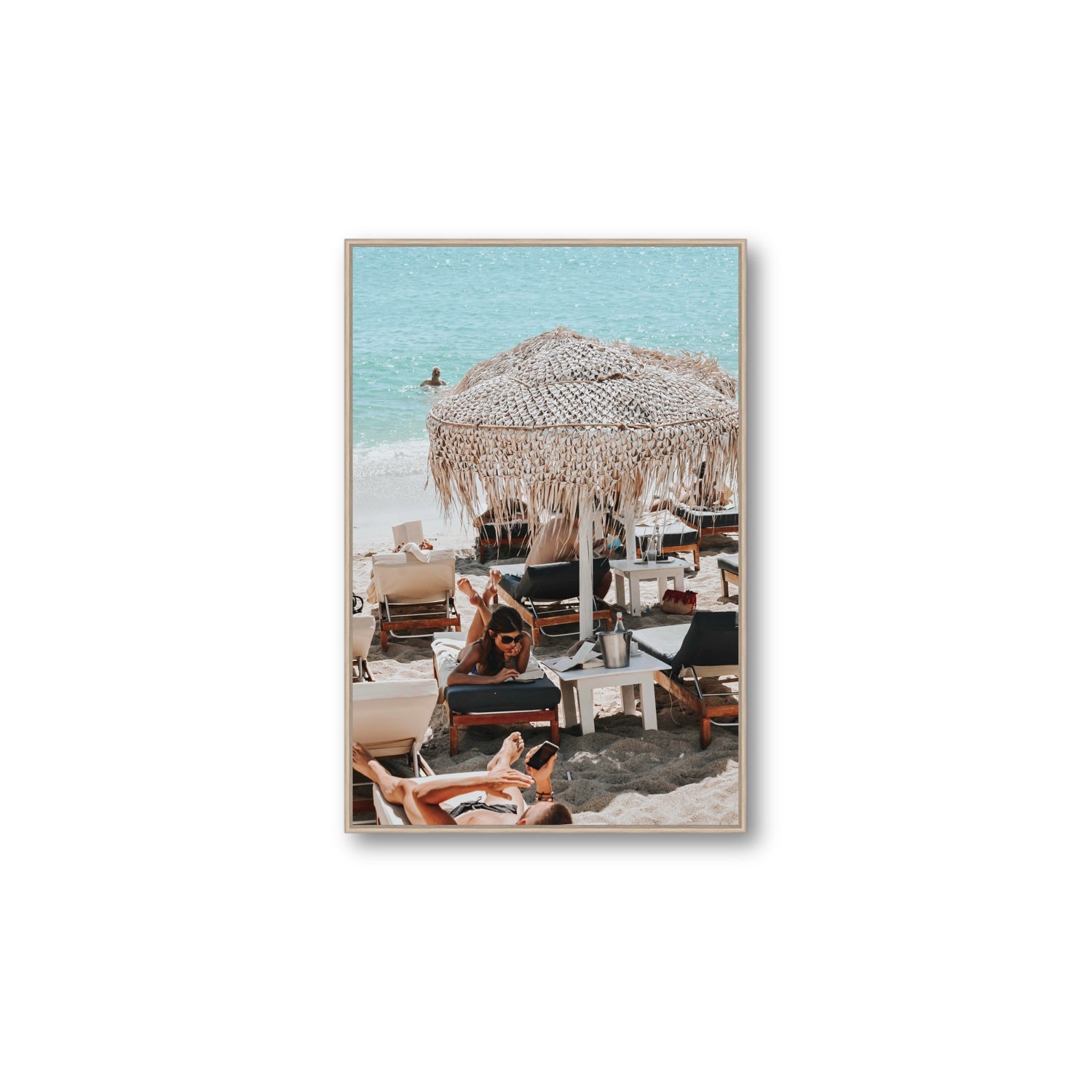 In The Zone Mykonos Greek island wall art Large fine art canvas in natural oak float frame