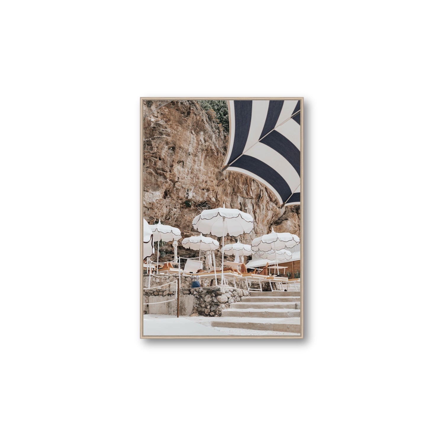 Rocky Refuge fine art print, Positano, Italy, Large, Natural Oak Float Frame, Fine Art Canvas