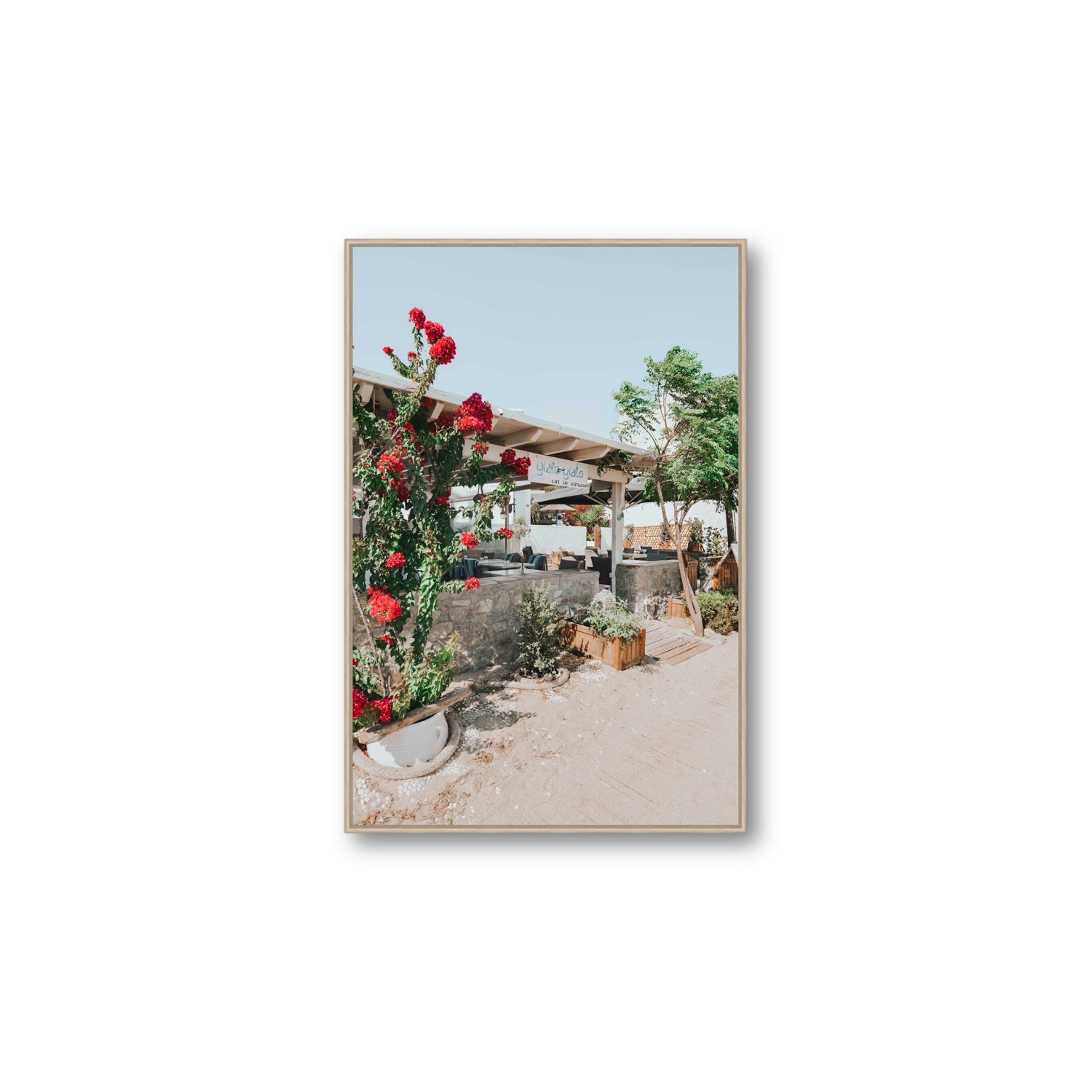 Yialo Yialo fine art print, Mykonos, Greece, Large, Natural Oak Float Frame, Fine Art Canvas