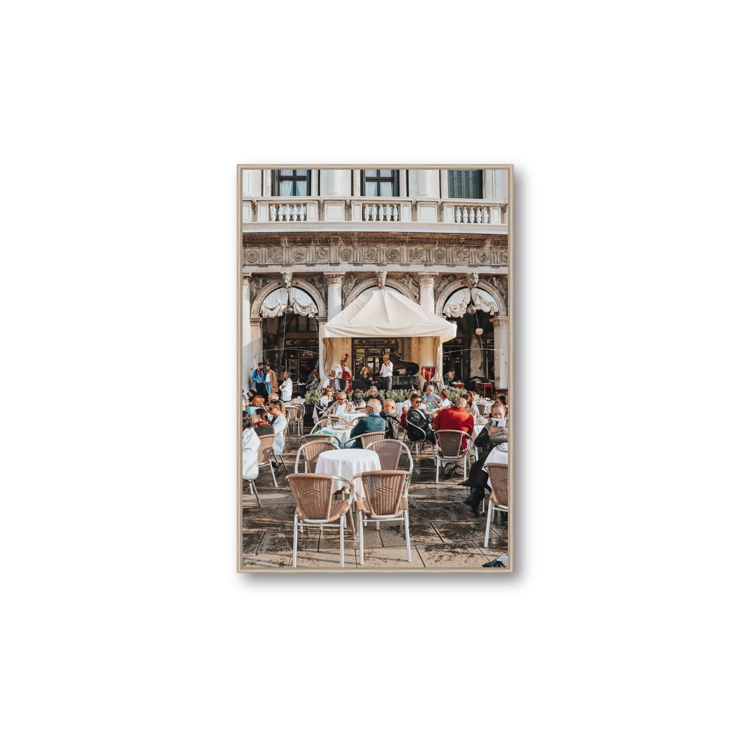 Piazza San Marco Venice Italian wall art Large fine art canvas in natural oak float frame