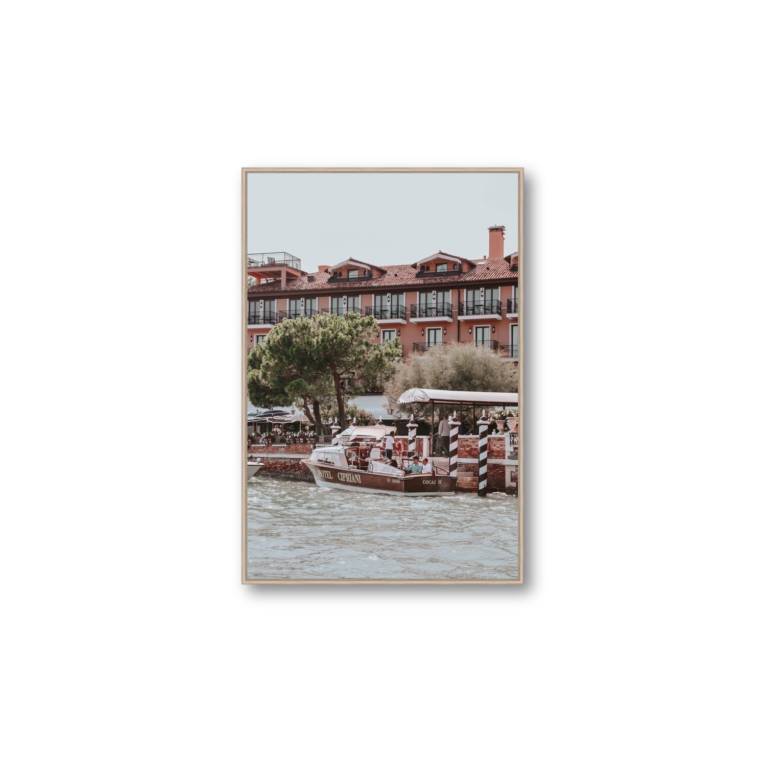 Cocai II Venice Italian wall art Large fine art canvas in natural oak float frame