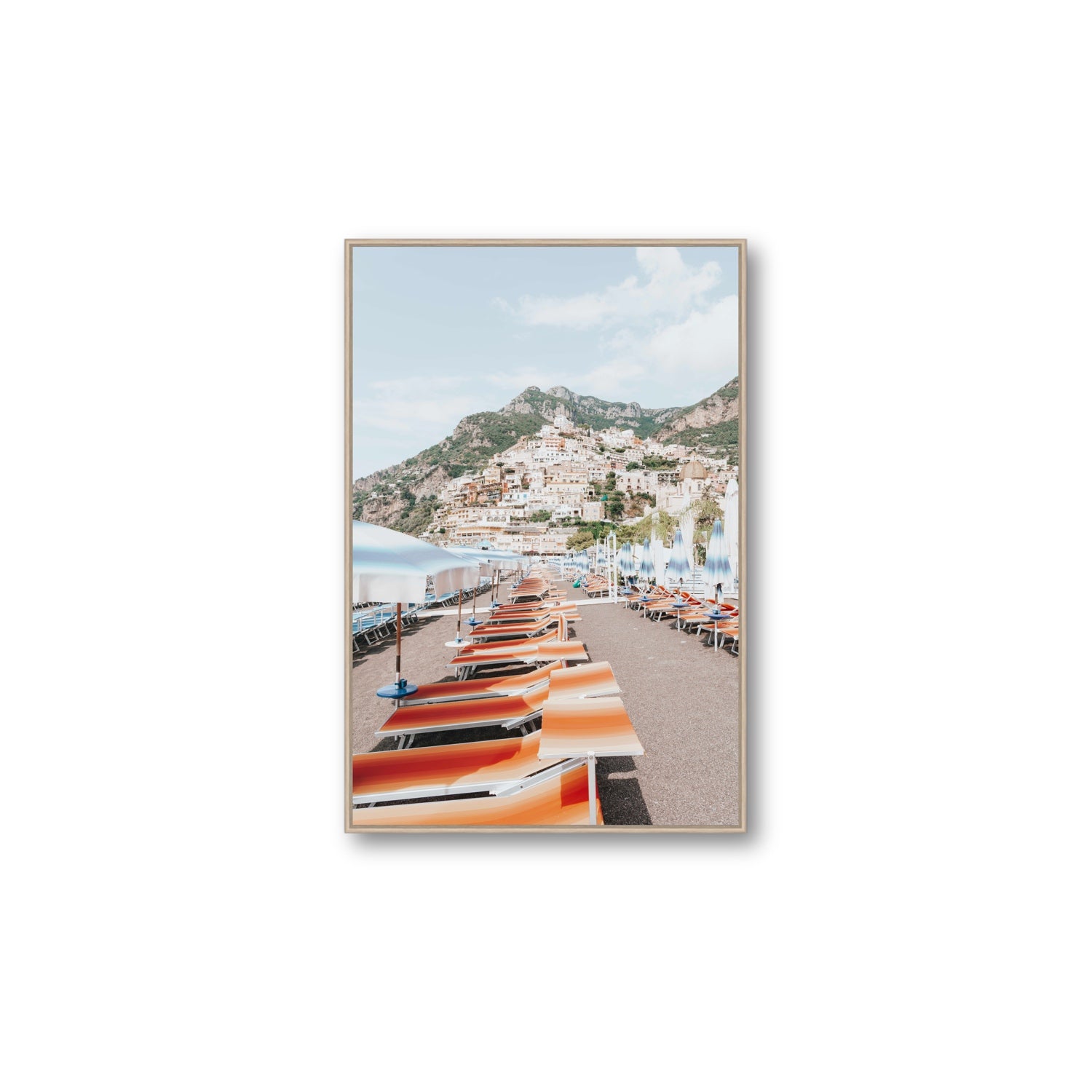 A Symphony of Colours fine art print, Positano, Italy, Large, Natural Oak Float Frame, Fine Art Canvas