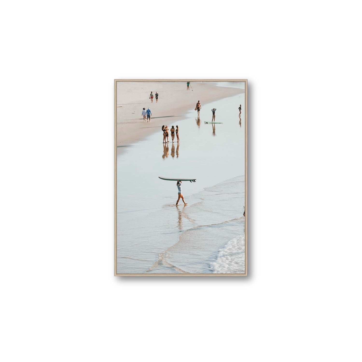 Bailey Byron Bay beach coastal decor wall art Large fine art canvas in natural oak float frame
