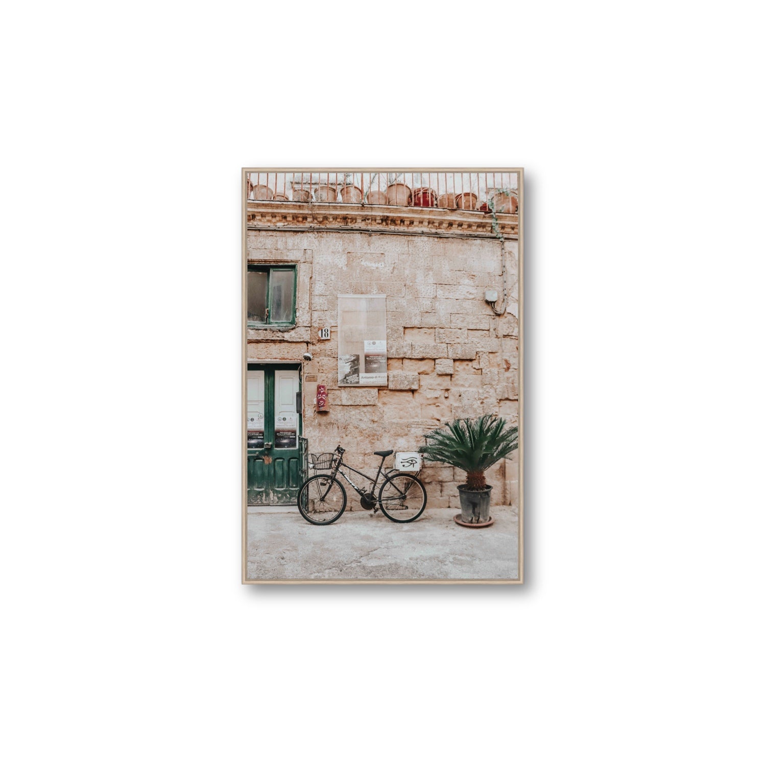 Salento Streets Puglia Lecce Italian wall art Large fine art canvas in natural oak float frame