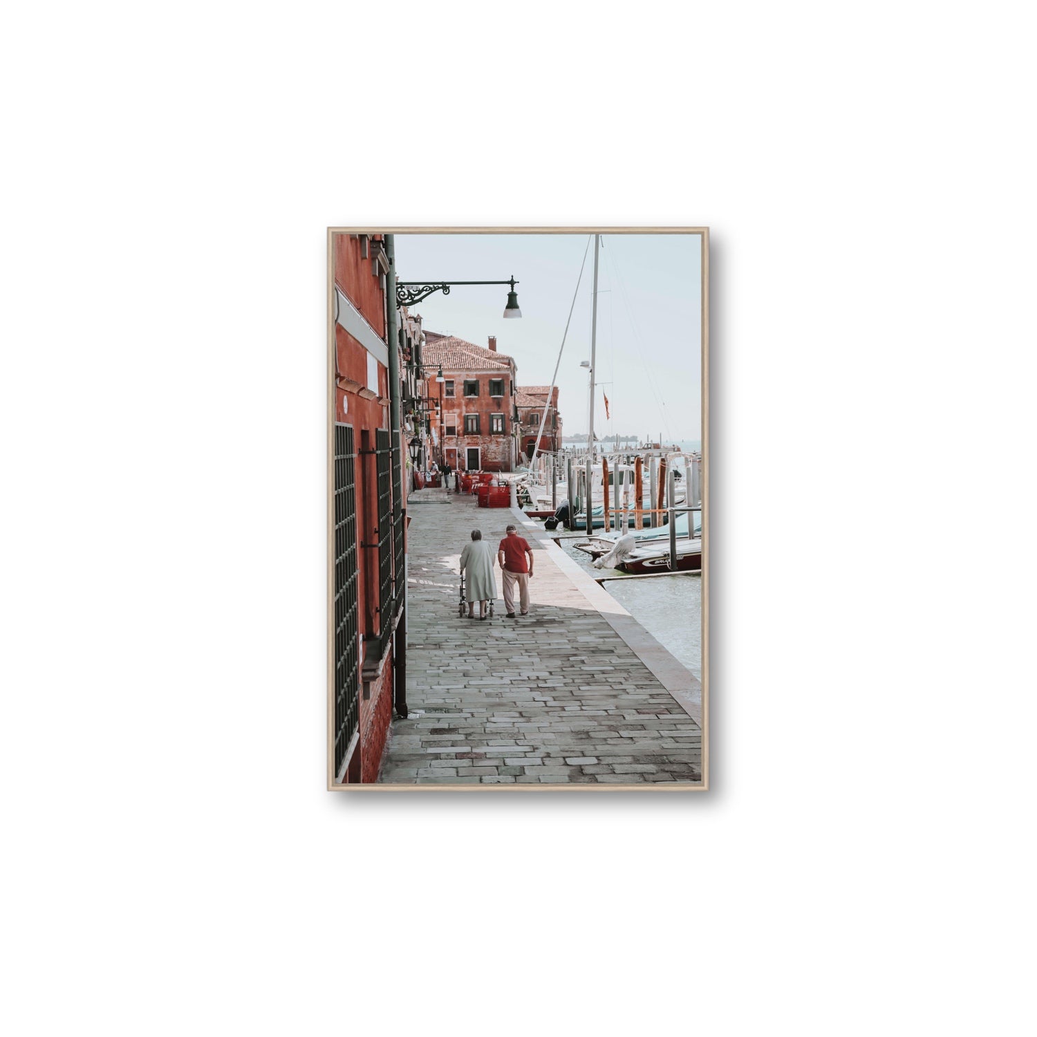 OG Casanova Venice Italian wall art Large fine art canvas in natural oak float frame