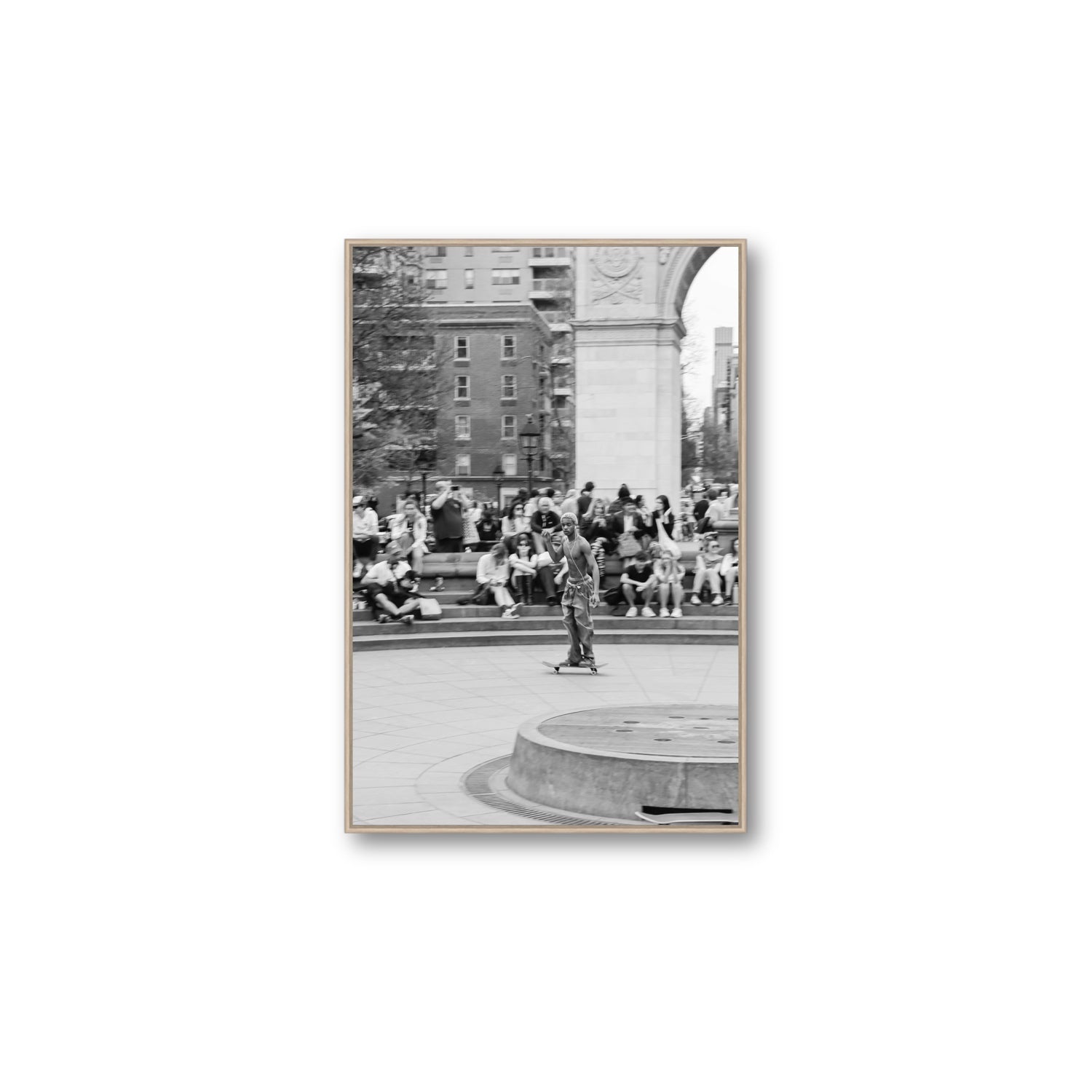 Parkside Pirouettes New York NYC Black & White wall art Large fine art canvas in natural oak float frame