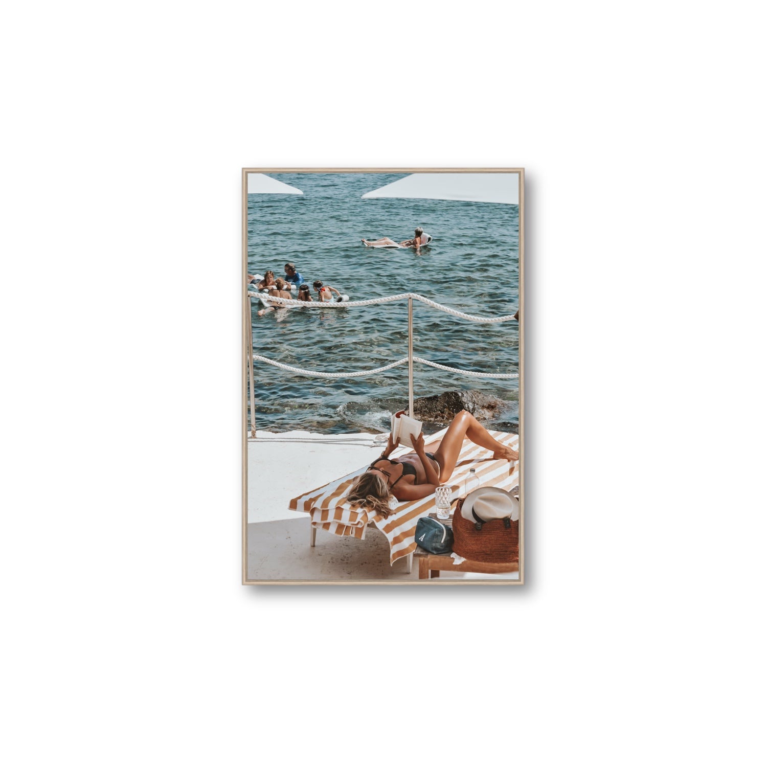Cloud Nine Tuscany Italian decor wall art Large fine art canvas in natural oak float frame