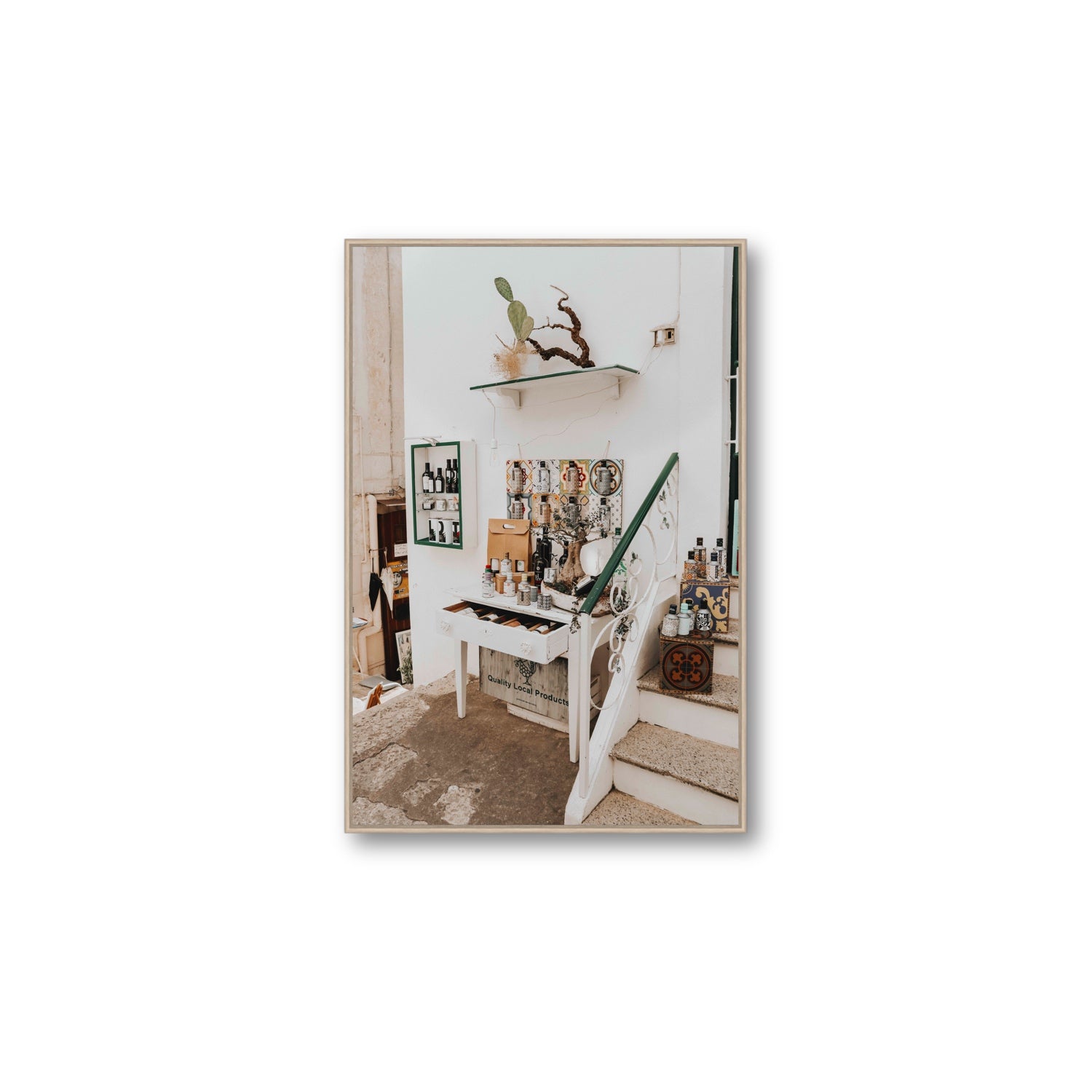 Liquid Gold fine art print, Puglia, Italy, Large, Natural Oak Float Frame, Fine Art Canvas