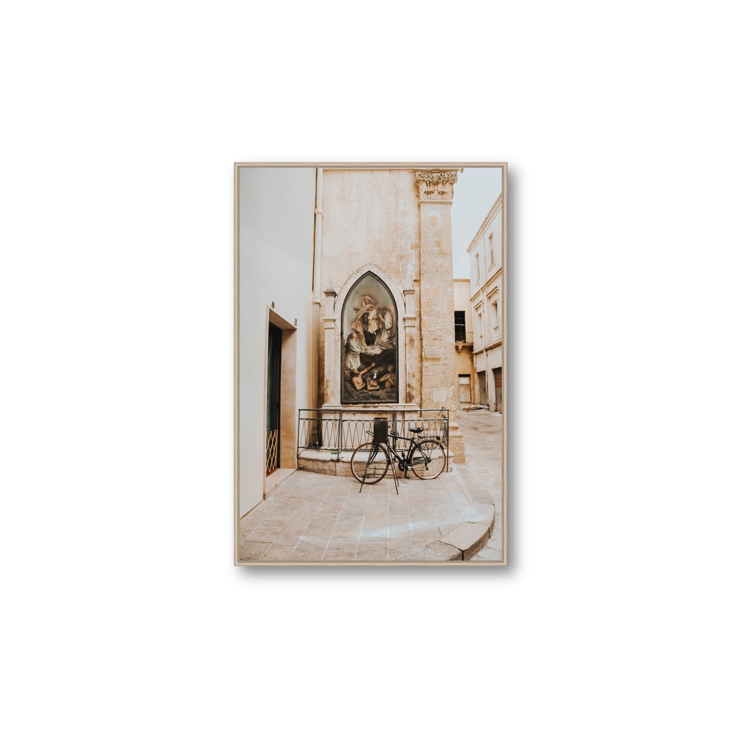 La Chiesa Puglia Otranto Italian wall art Large fine art canvas in natural oak float frame