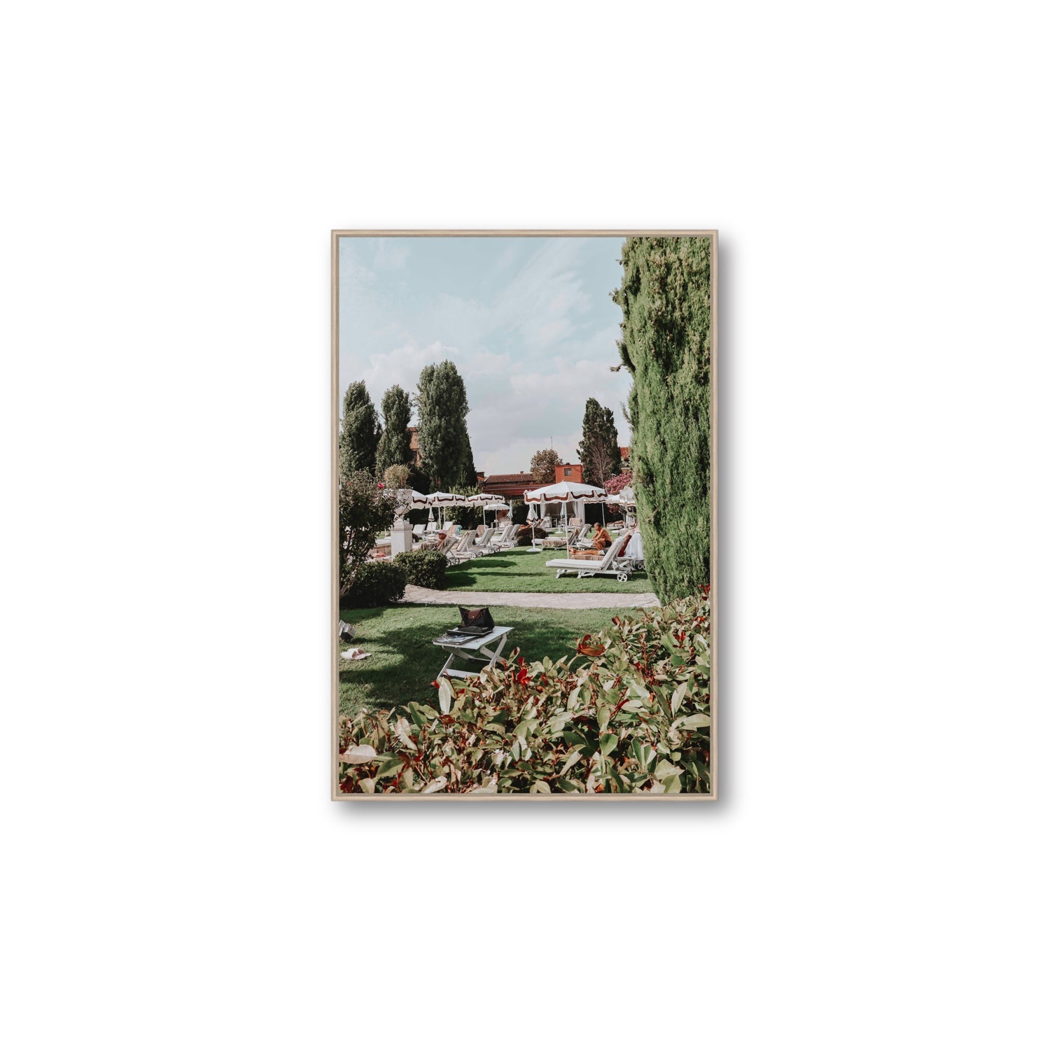 Private Serenity Venice Italian wall art Large fine art canvas in natural oak float frame