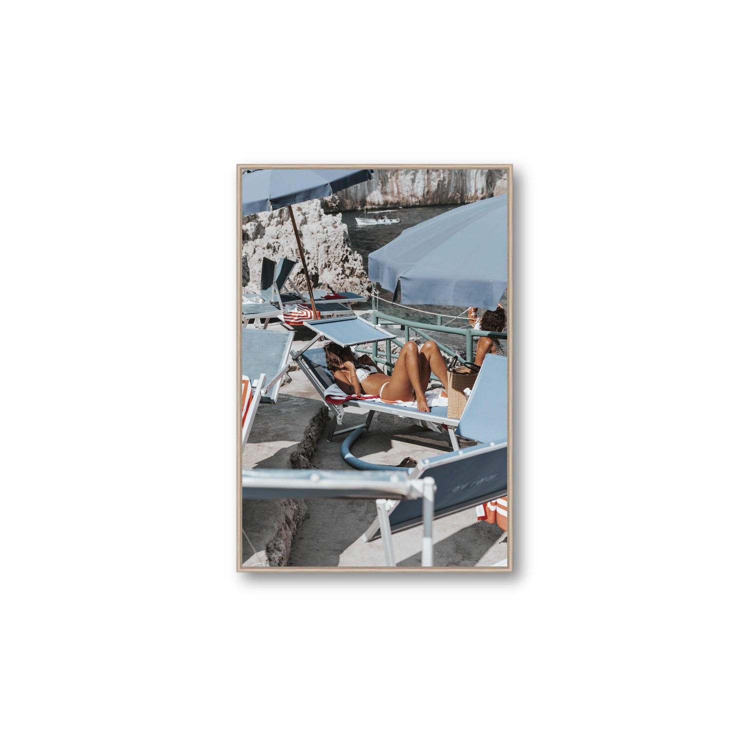 Beach Babe fine art print, Capri, Italy, Large, Natural Oak Float Frame, Fine Art Canvas