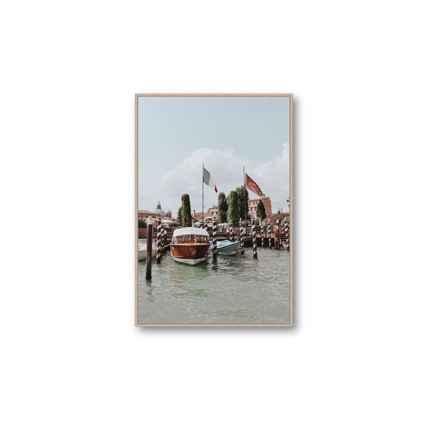 Cipriani Venice wall art Large fine art canvas in natural oak float frame