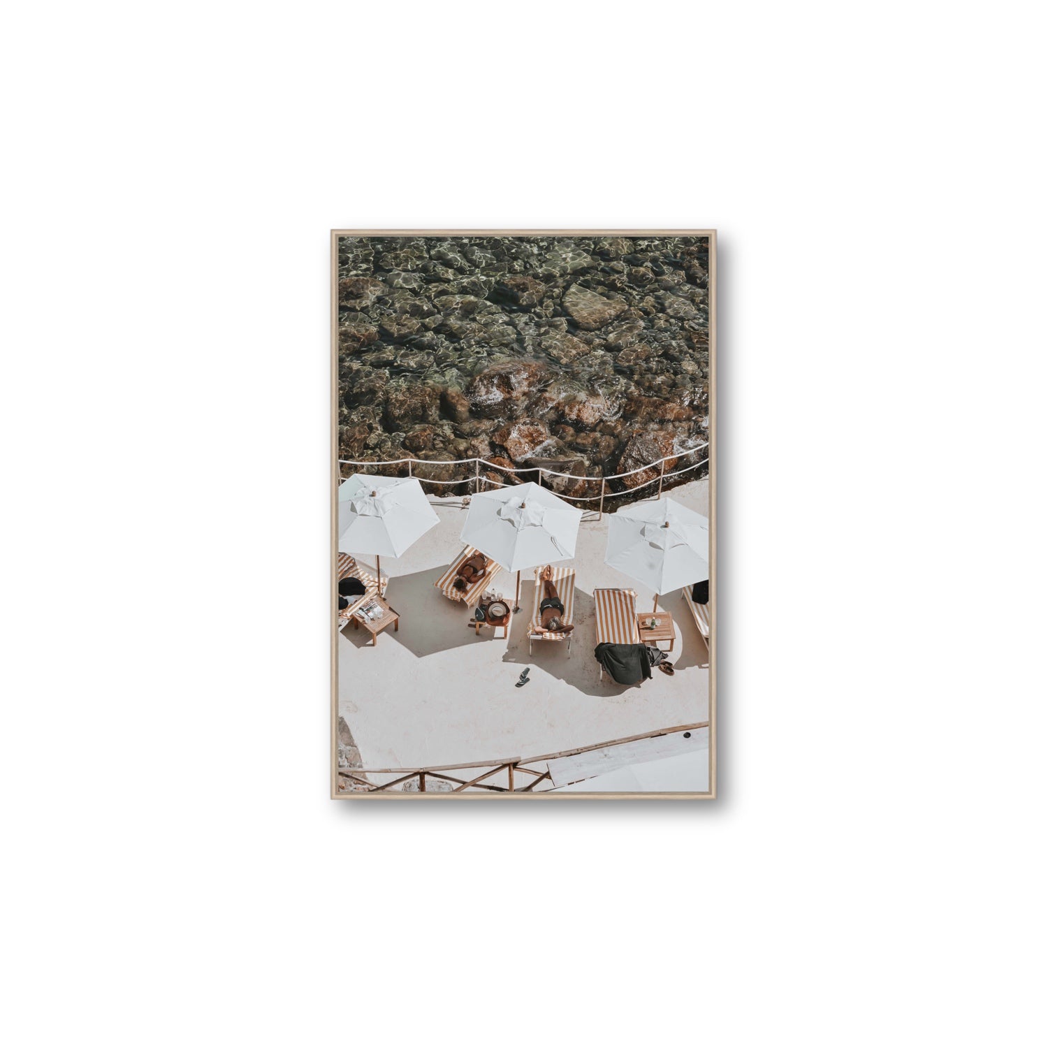 When Harry Met Sally Tuscany coastal wall art Large fine art canvas in natural oak float frame