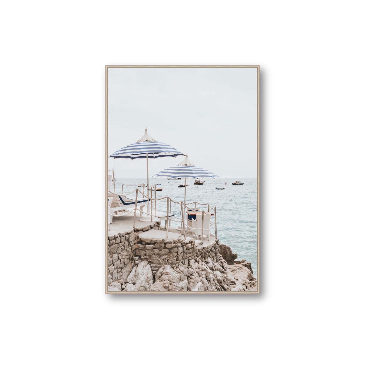 La Scogliera fine art print, Positano, Italy, Extra Large, Natural Oak Float Frame, Fine Art Canvas
